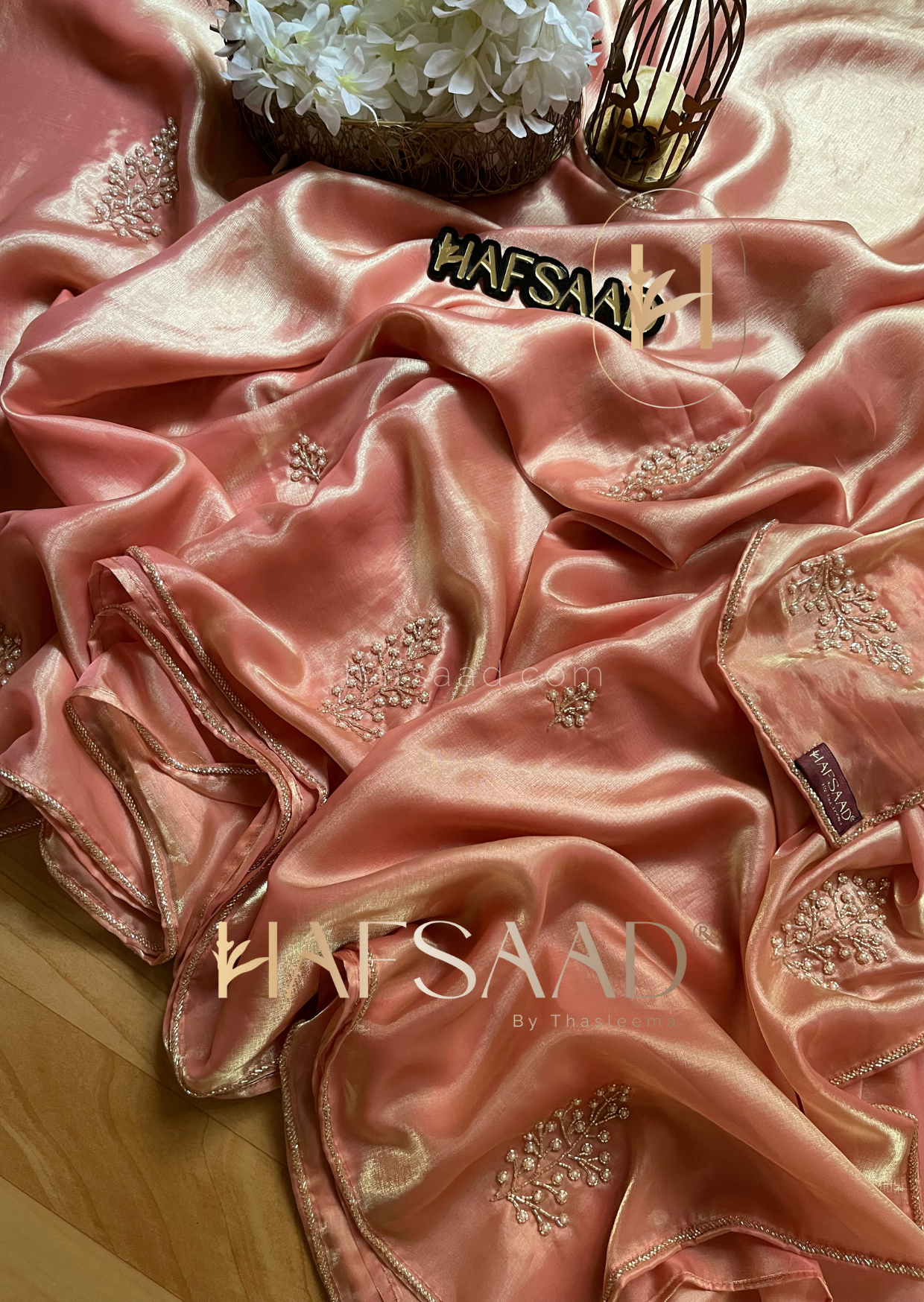 Baby breath -Handwork fluid organza saree