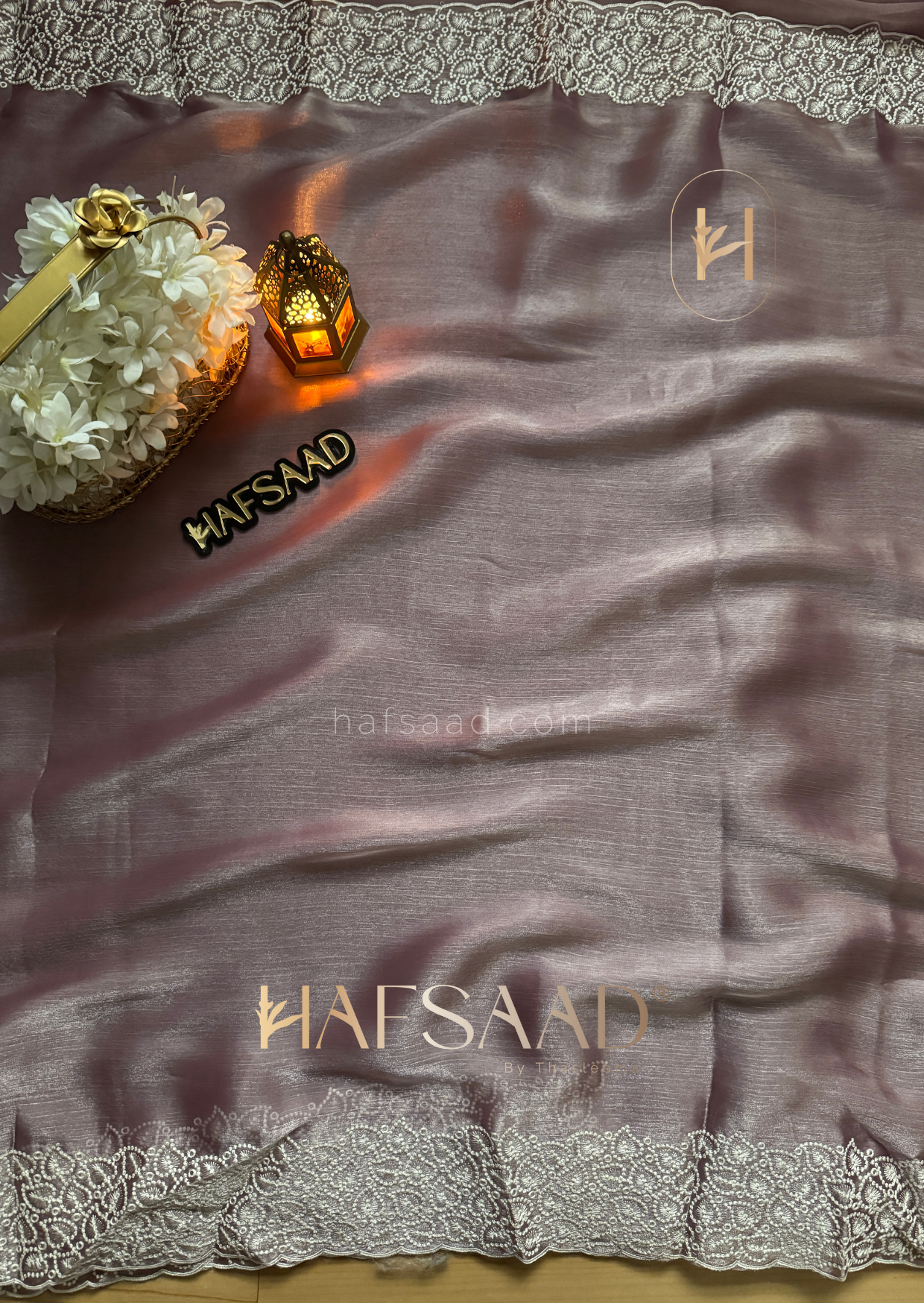 Shalin- crushed satin organza saree (Lavender)