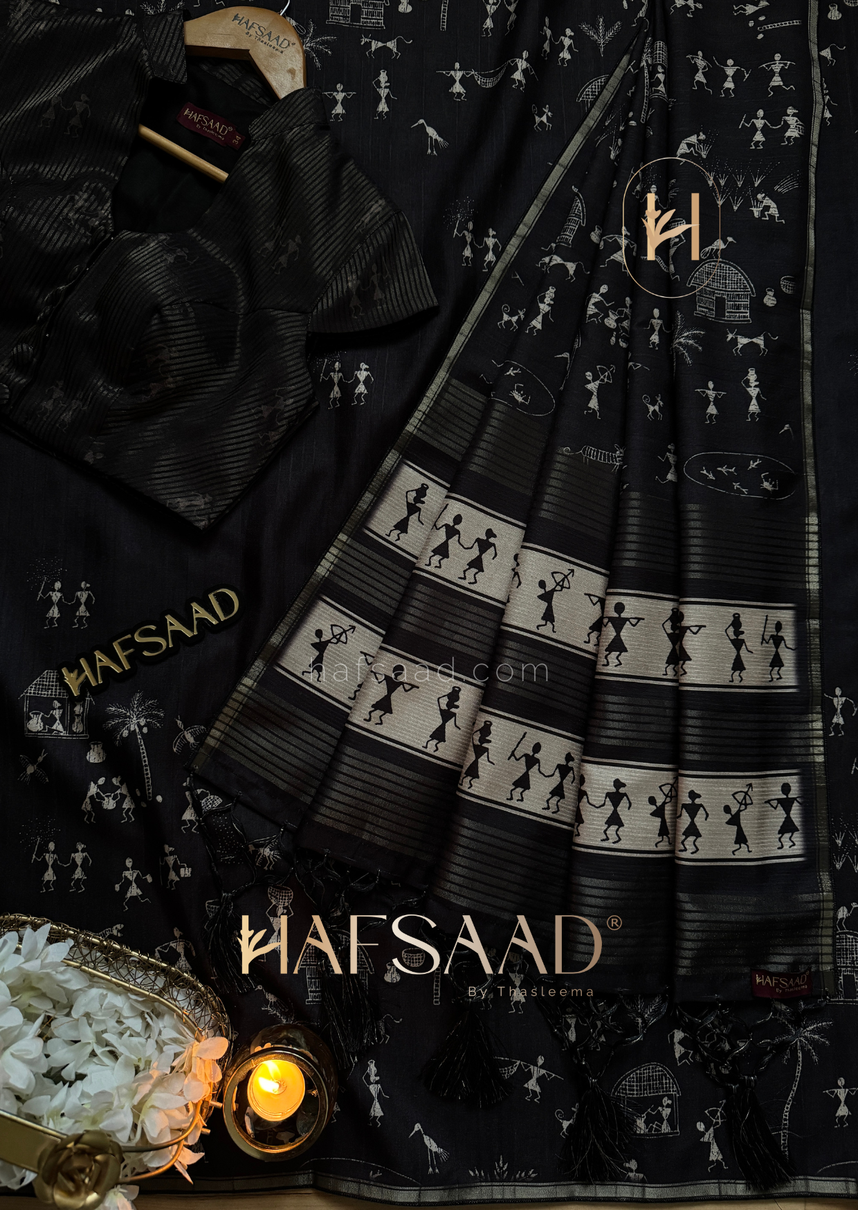 Mrunal - Premium soft tussar silk saree (Black)