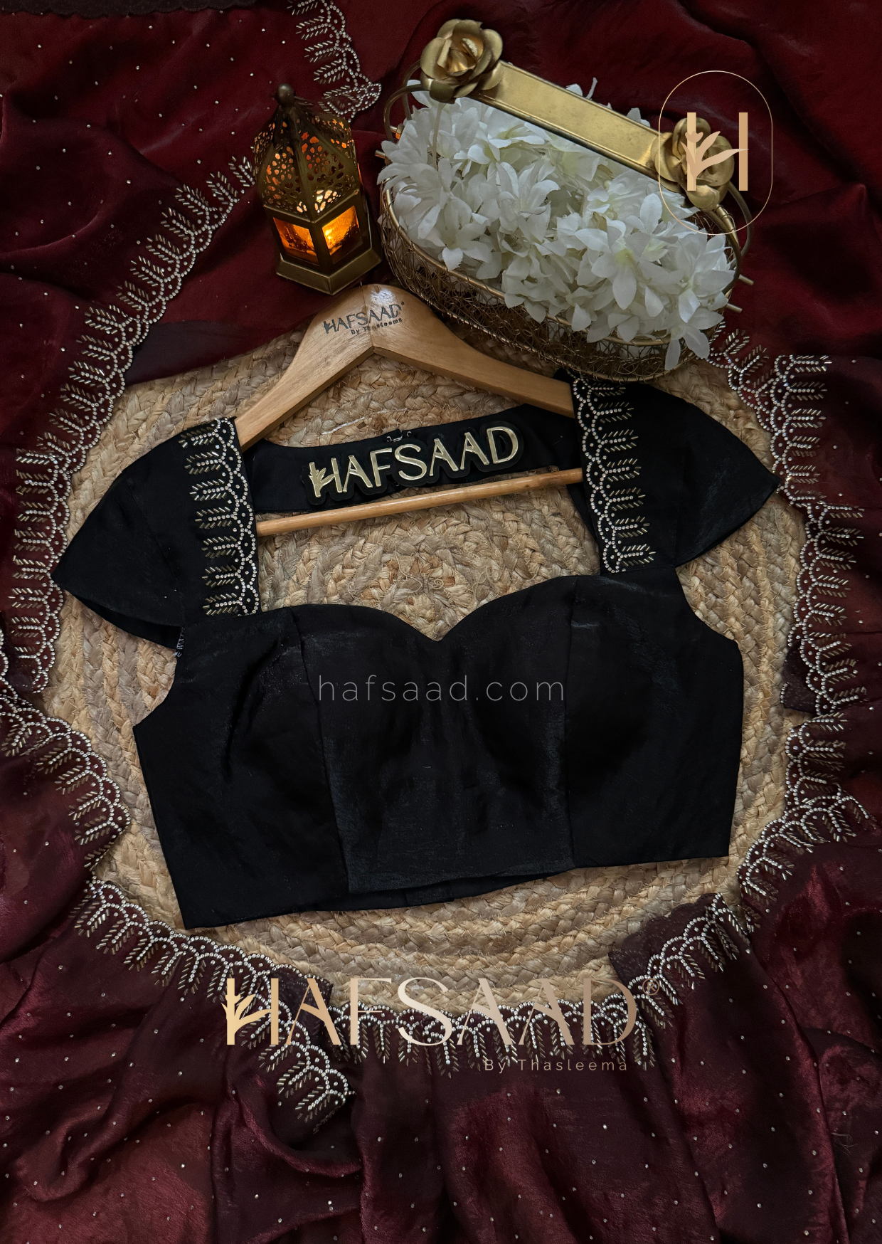 Henna - Stardust satin saree (Maroon)