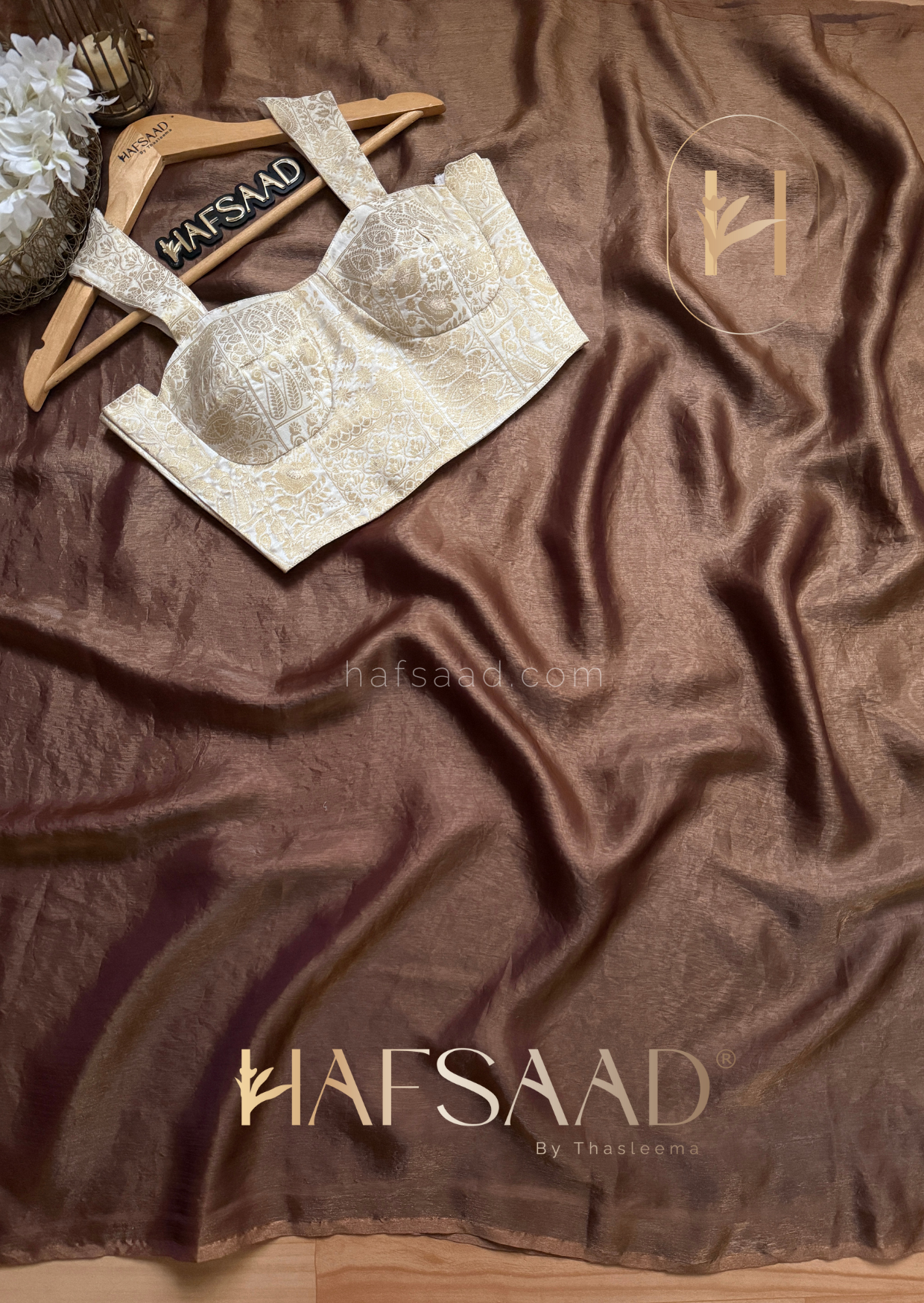 Cinnamon - Stardust satin saree