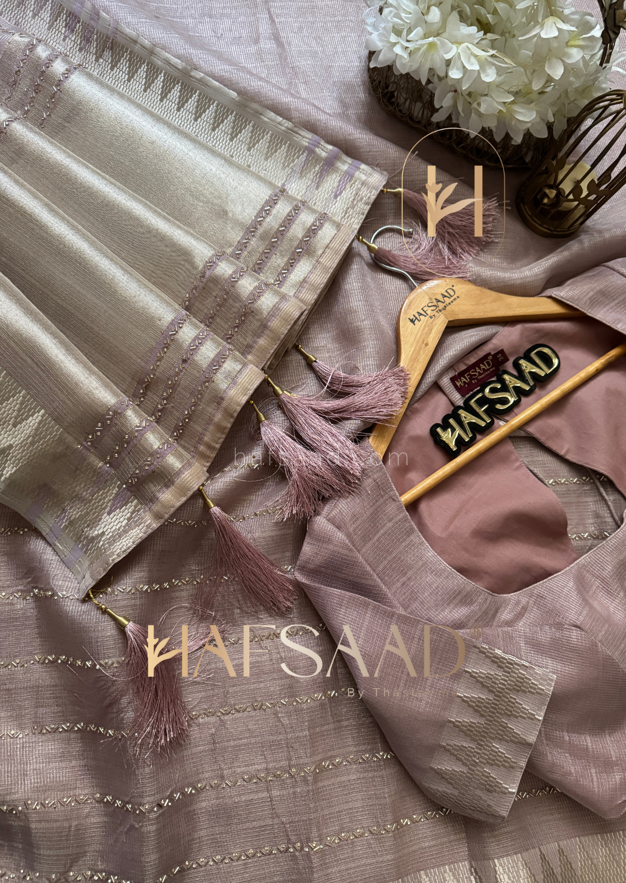 Jessie-Semi Tussar handwork saree (Pink)