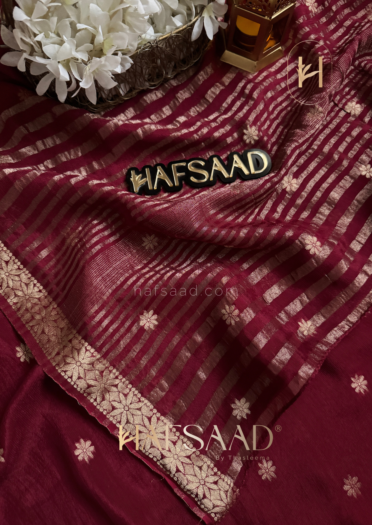 Ahalya - Pure chinnon saree (Crimson)