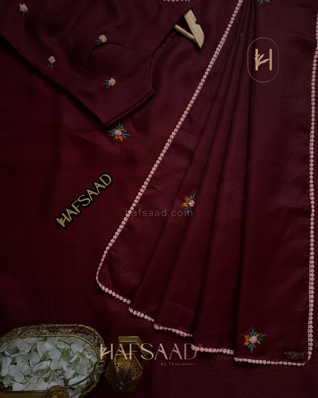 Helena - Premium Kota Saree (Burgundy)