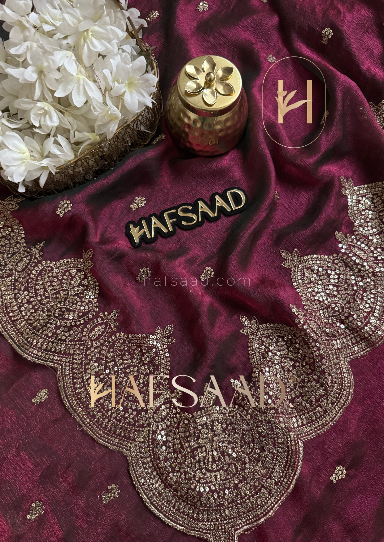 Marzoo - Fendy chiffon saree (Wine)