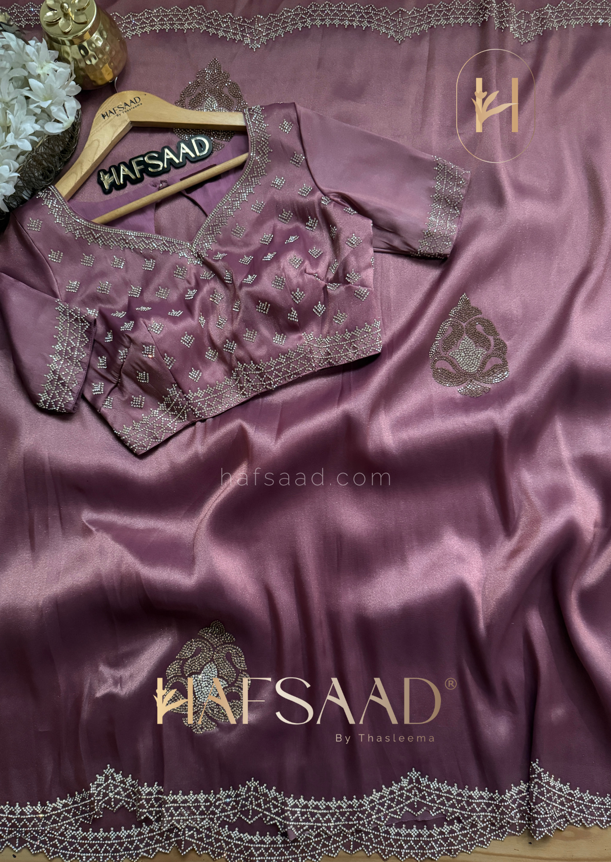 Amber - Premium tissue saree (Mauve)