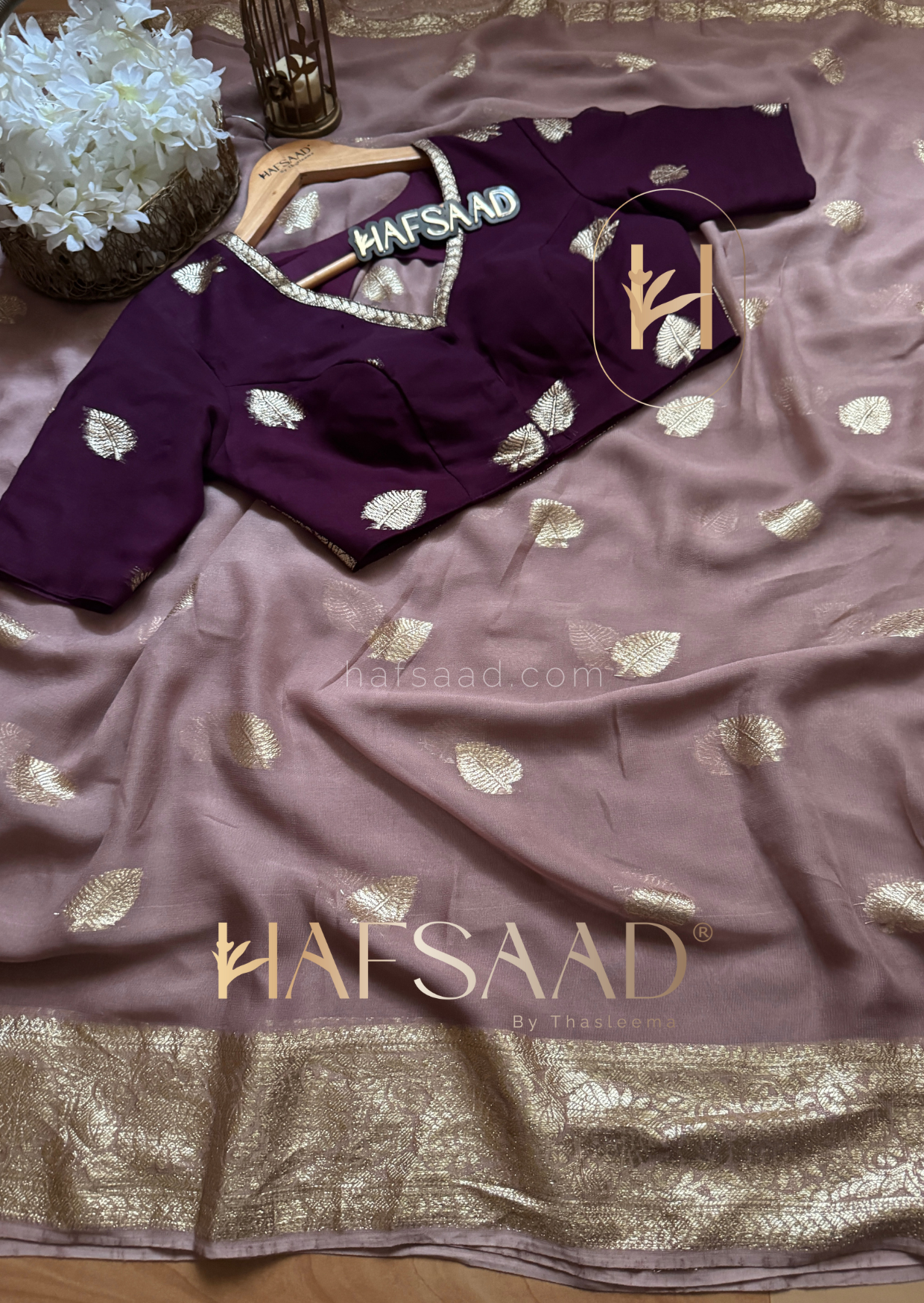 Geetu -Pure viscose saree (Dusty lavender)