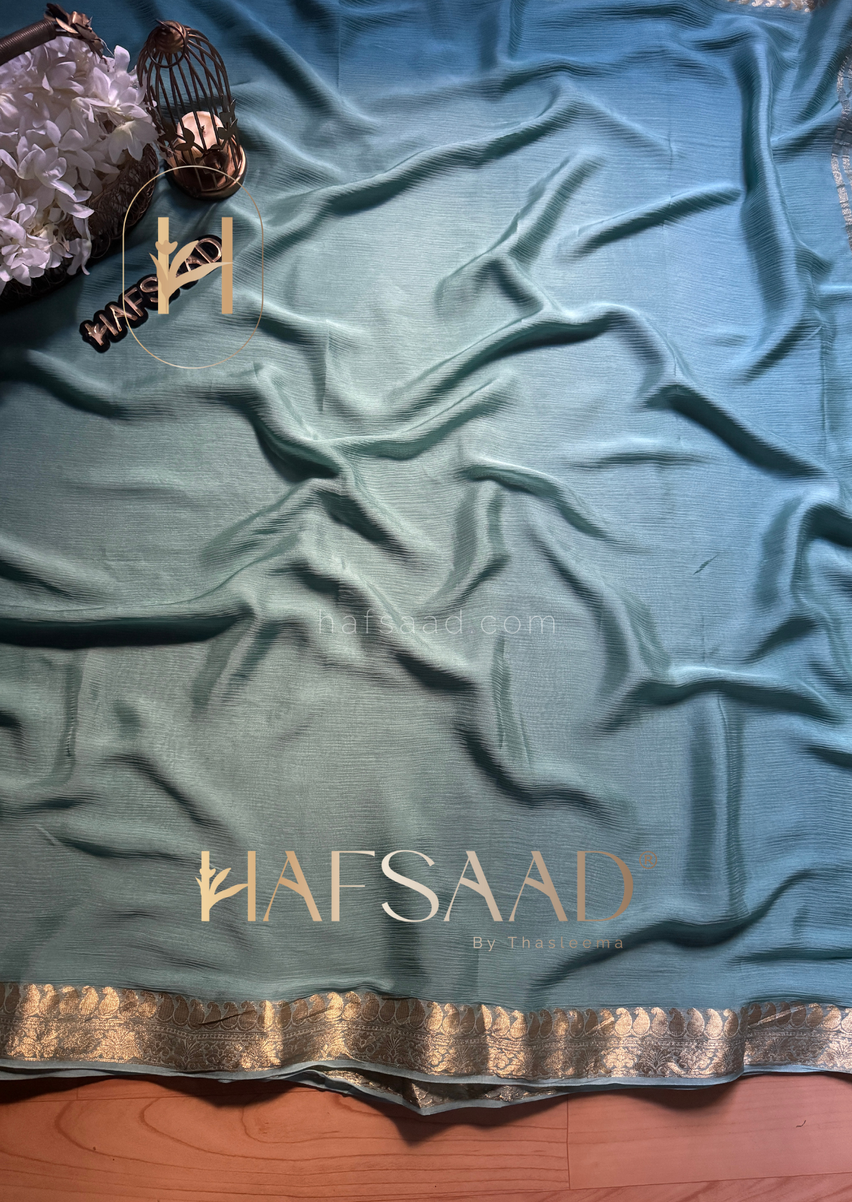 Mayuri -Pure chinnon saree (Sea green)