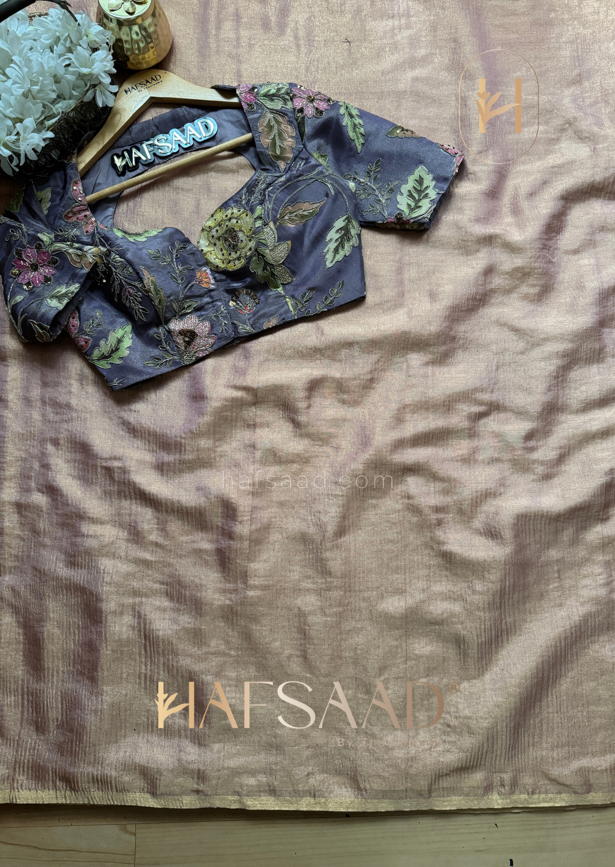 Yara - Soft semi tissue saree (Pink & Purple)