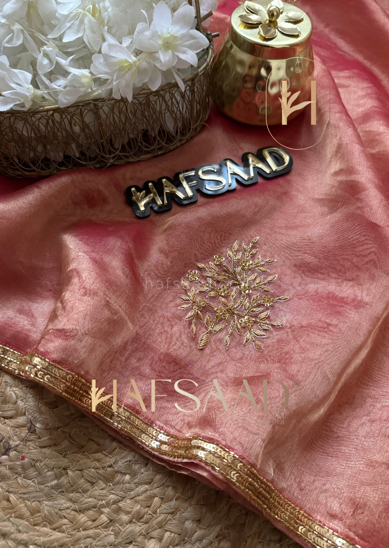 Nargis bridal-Pure tissue silk handwork saree