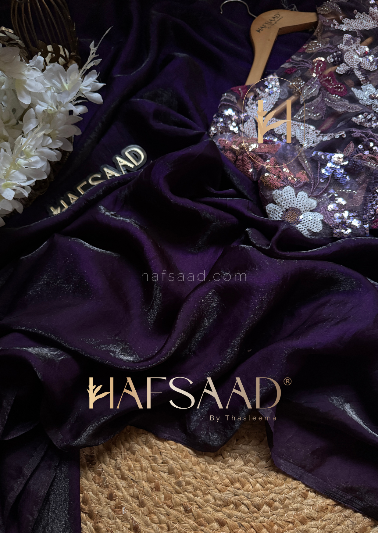 Sunset secrets- Fluid organza saree (Purple)