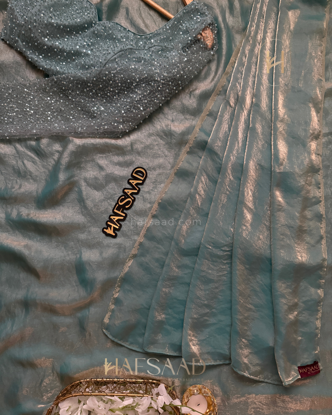 Sophie - Designer saree (Aqua Blue)