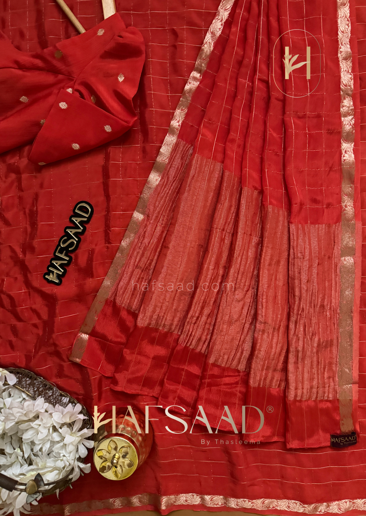 Madrasi - Premium crushed chinnon saree (Orange)