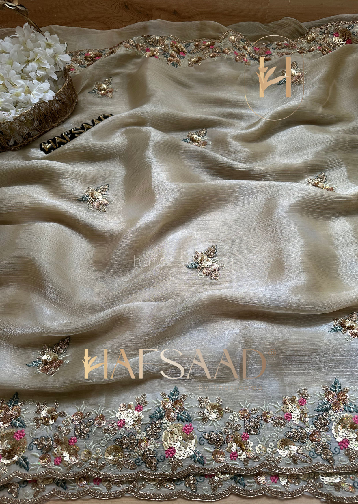 Shakira- Designer satin organza saree