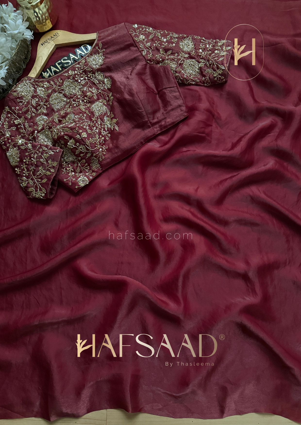 Khushi - Stardust satin saree (Maroon)