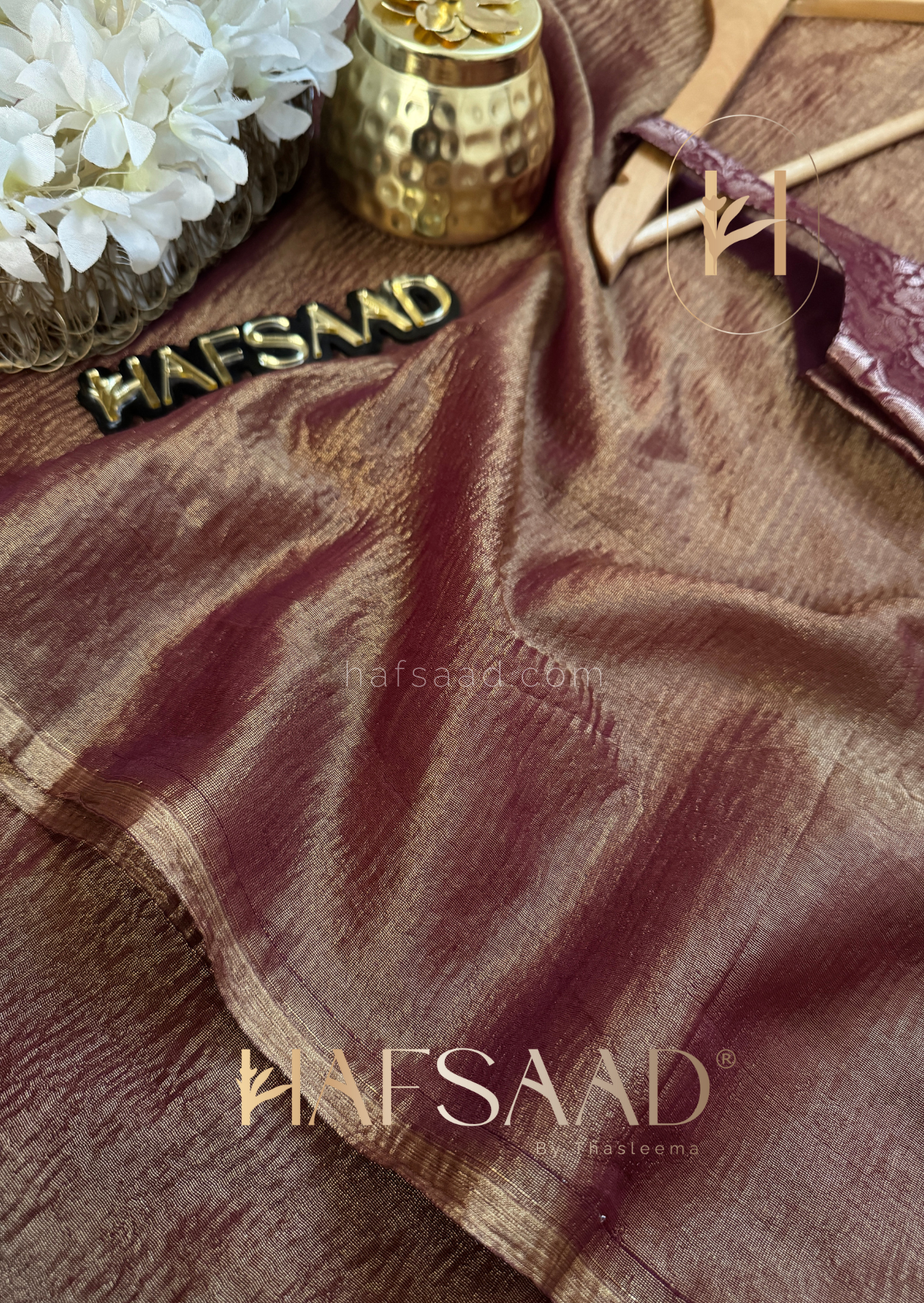 Nida- Soft semi tissue saree (Brown)