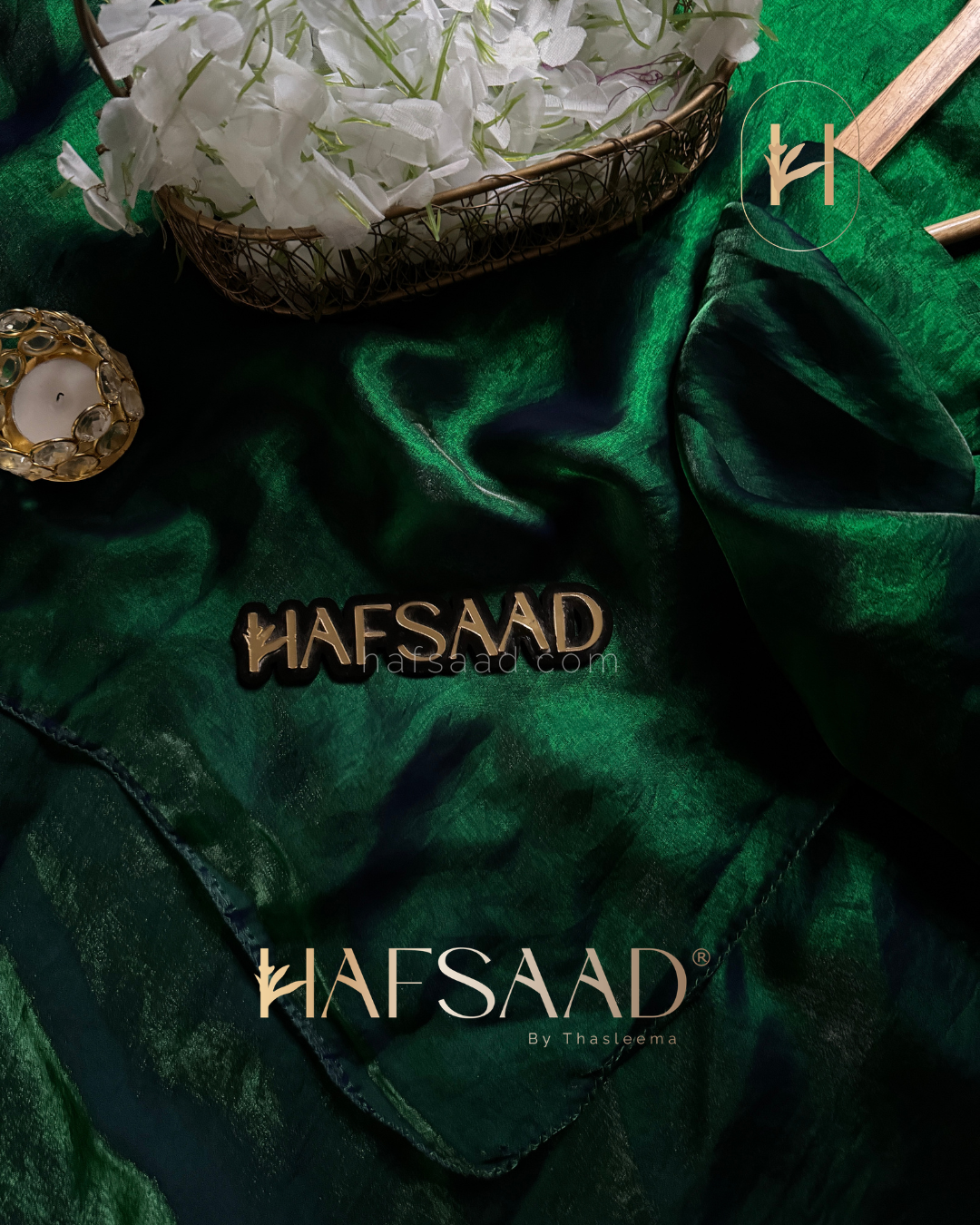 Sinful full sleeve - Stardust satin saree (Emerald Waves)