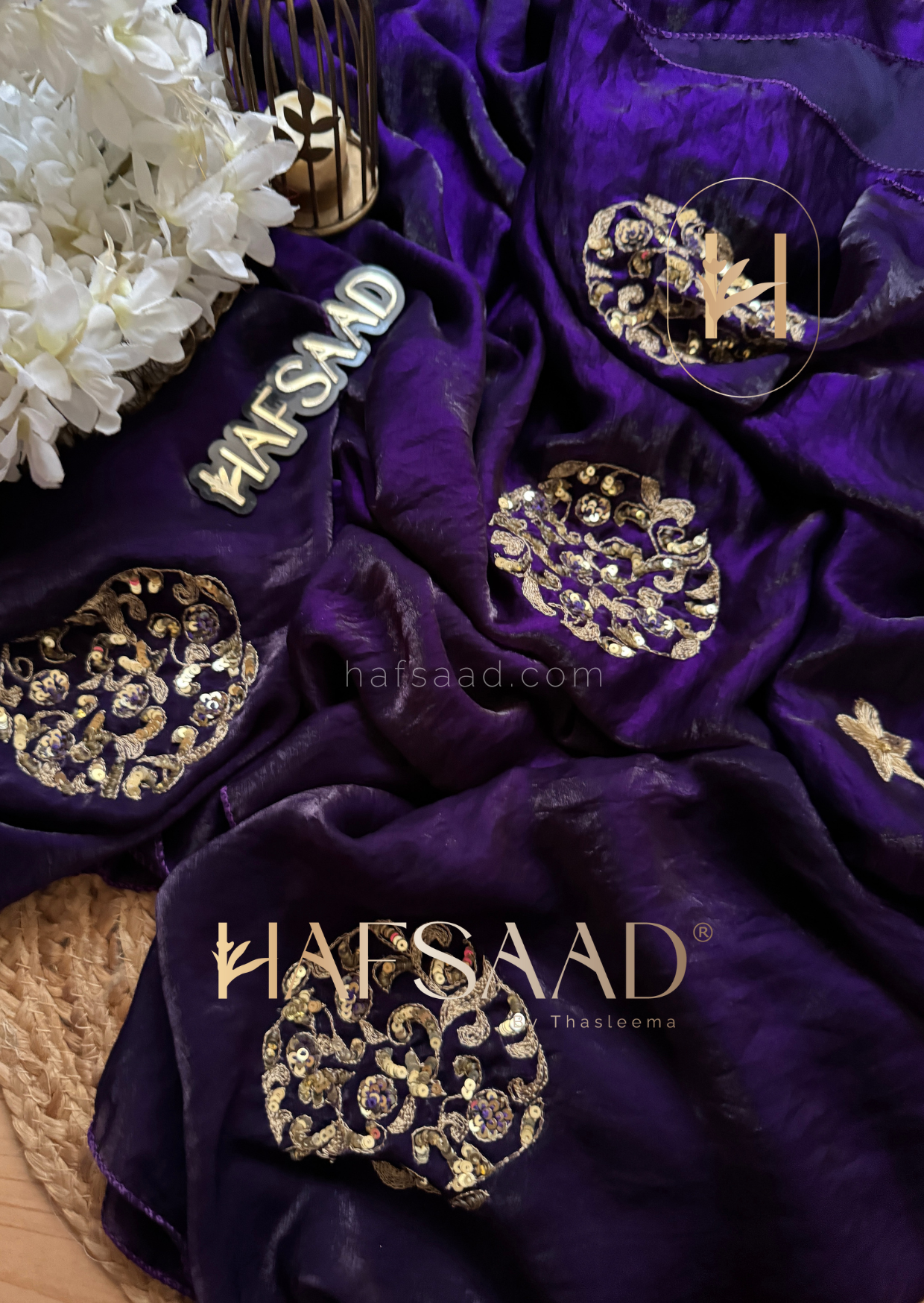 Scandalous- Stardust satin saree (Purple)