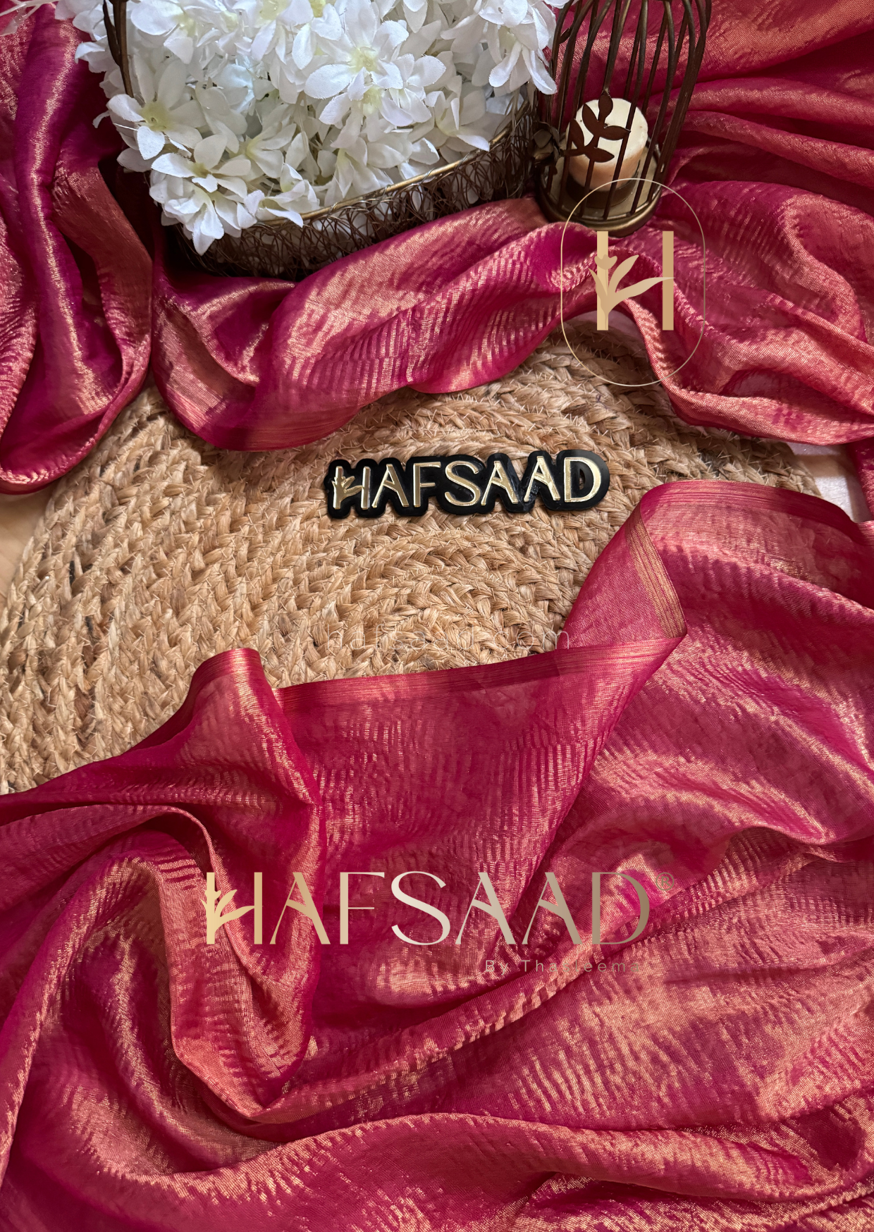 Nida- Soft semi tissue saree (Hot pink)