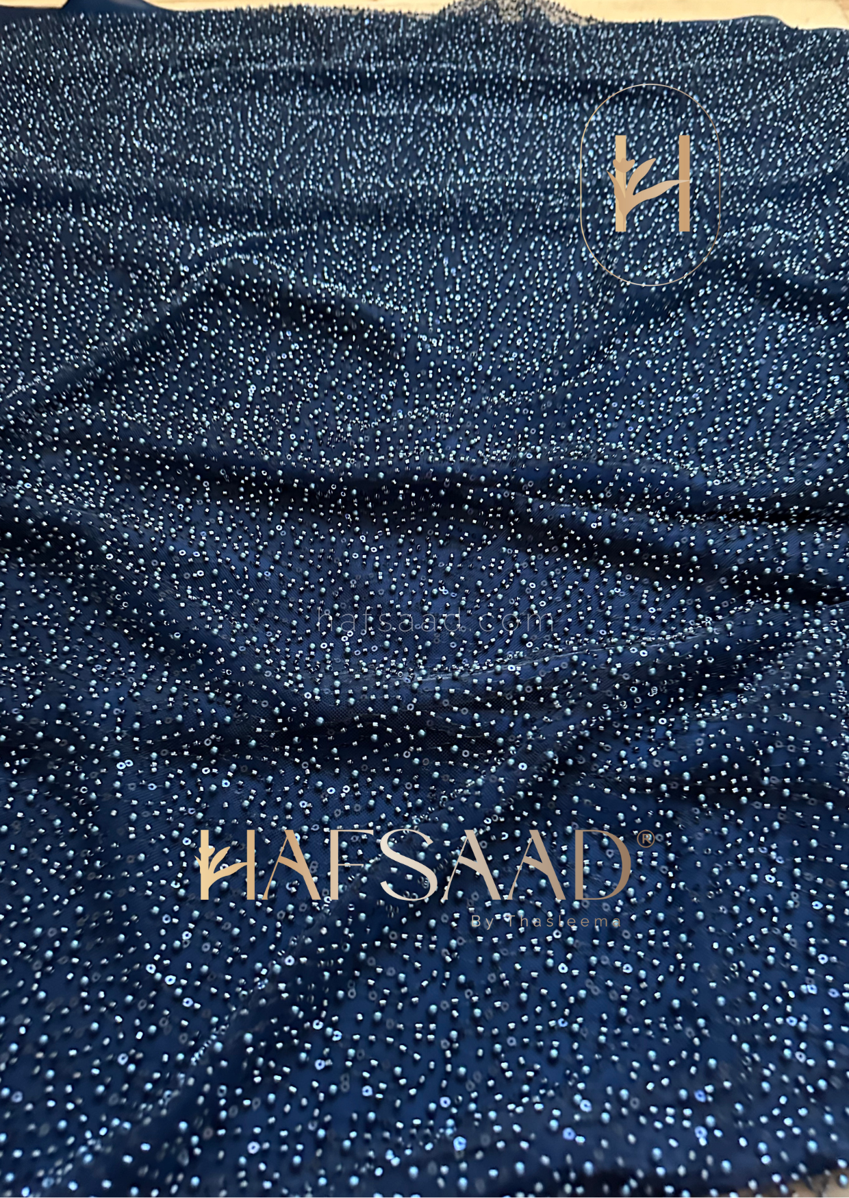 Medusa- Designer satin organza saree (Midnight blue)