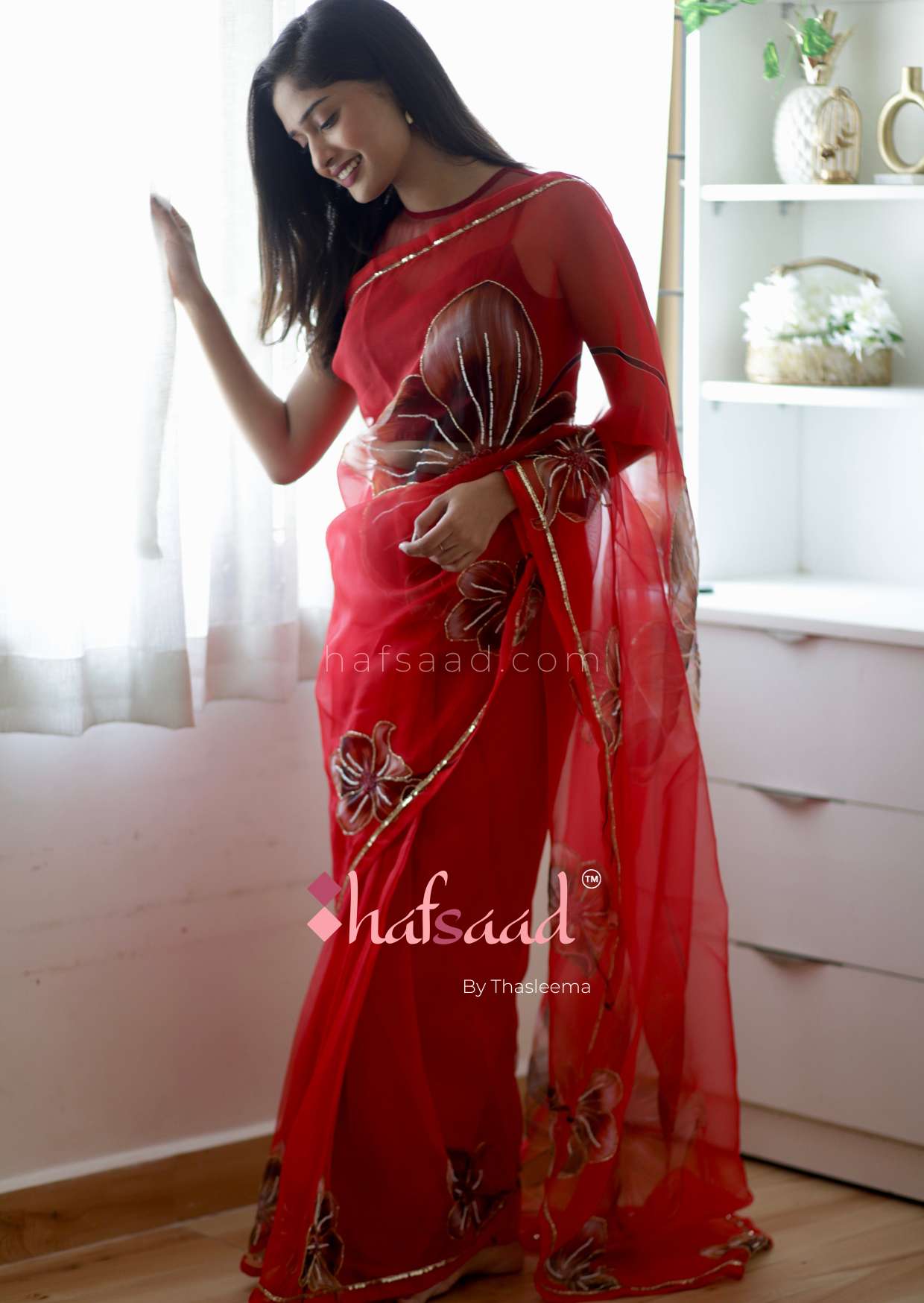 Dear Daisy- Ready to wear saree (Sensuous Red)