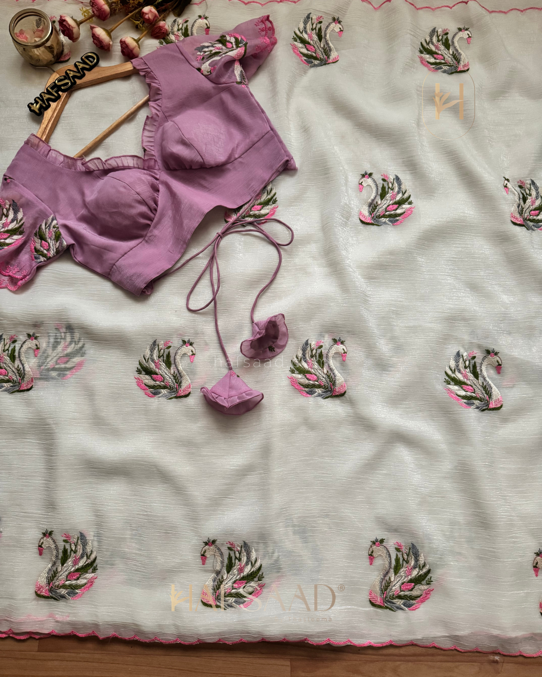 Swan- Glass chiffon Saree