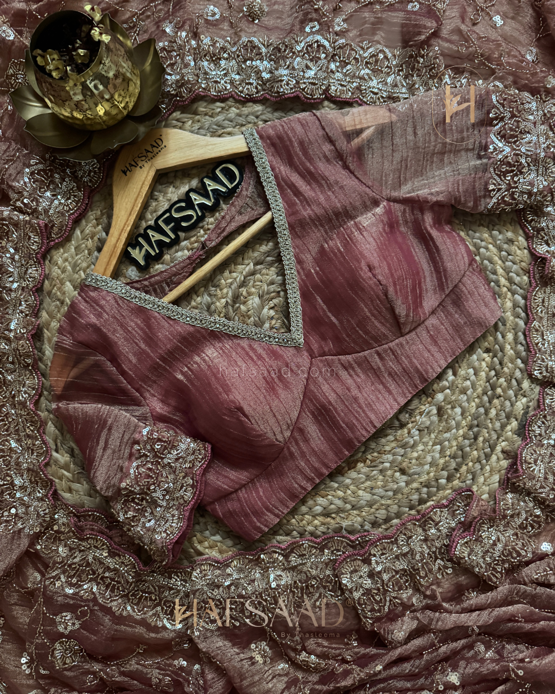 Nashita- Designer handwork saree(rosegold)