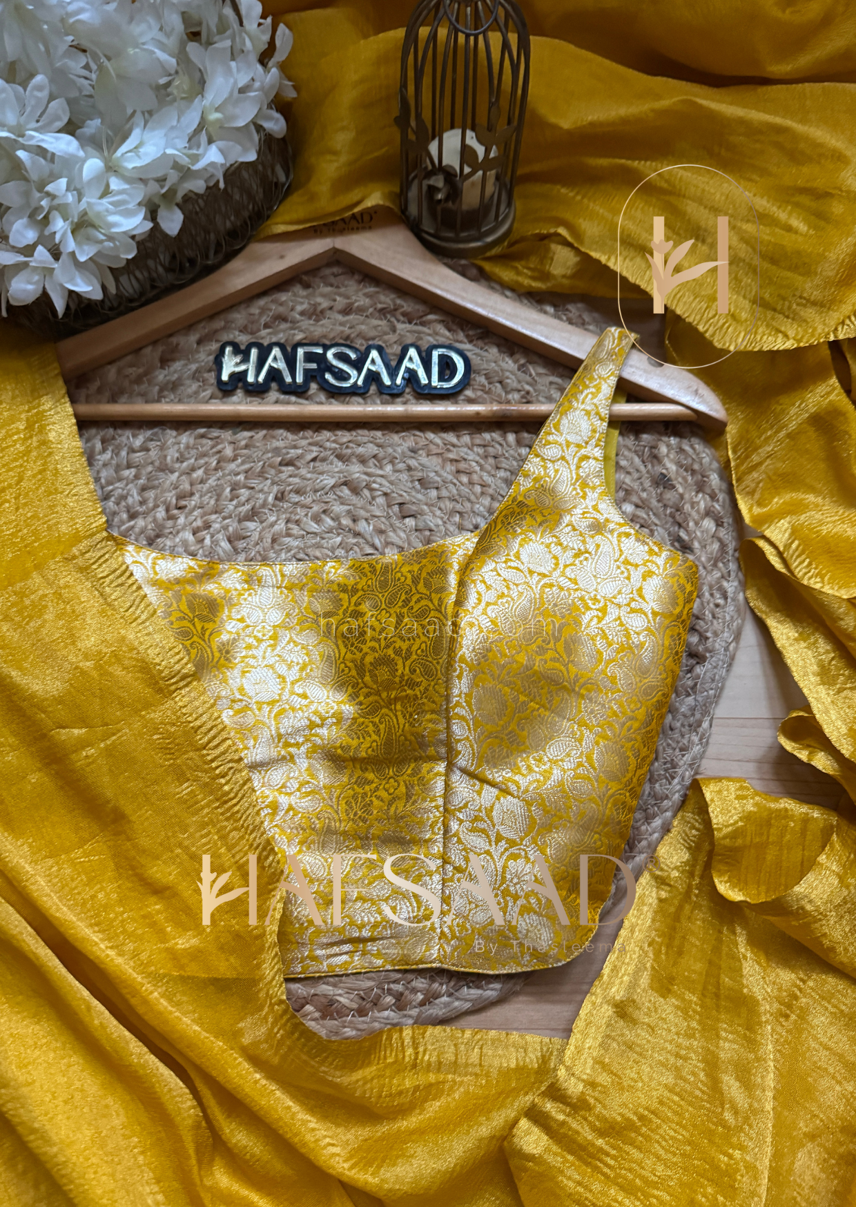 Nida- Soft semi tissue saree (Yellow)