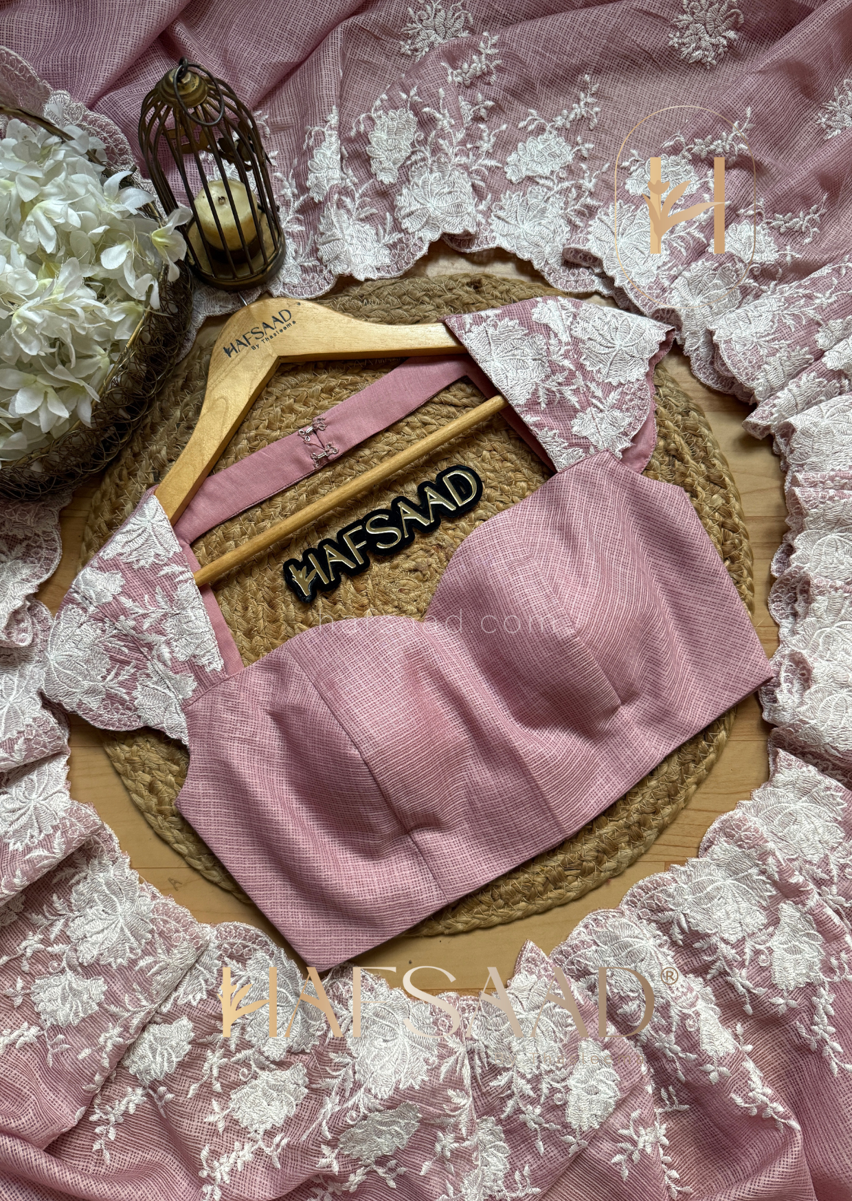 Celestia - Embroidered saree (Candy floss)