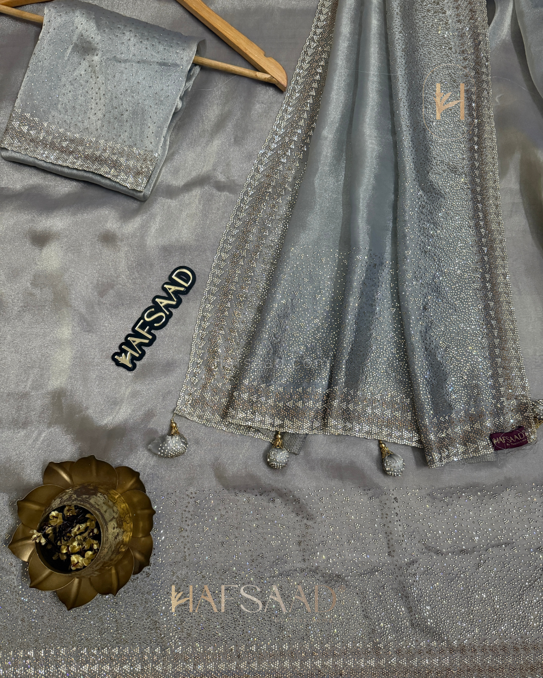 Fidha- Designer saree(pastel grey)