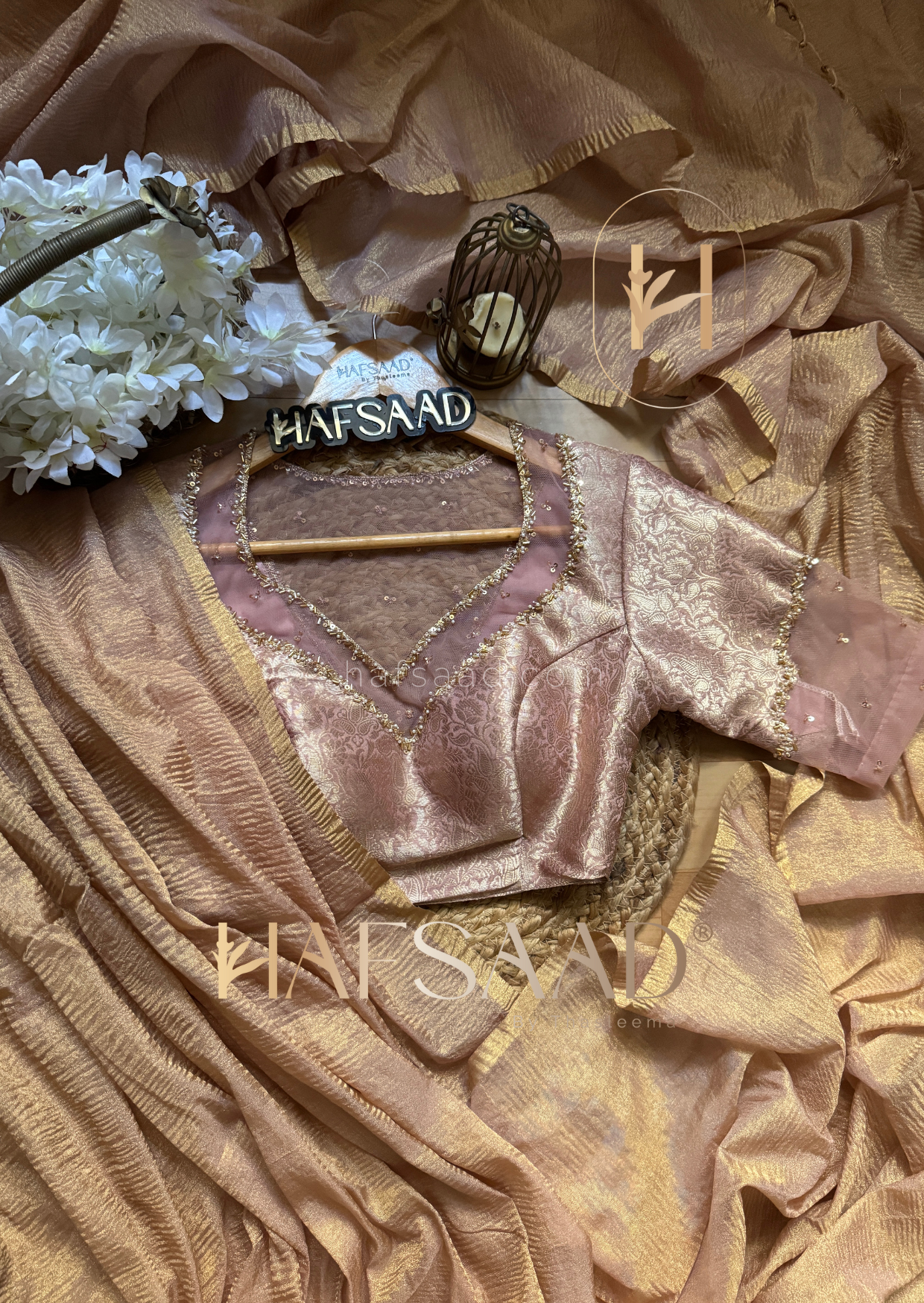 Nida Handwork- Soft semi tissue saree