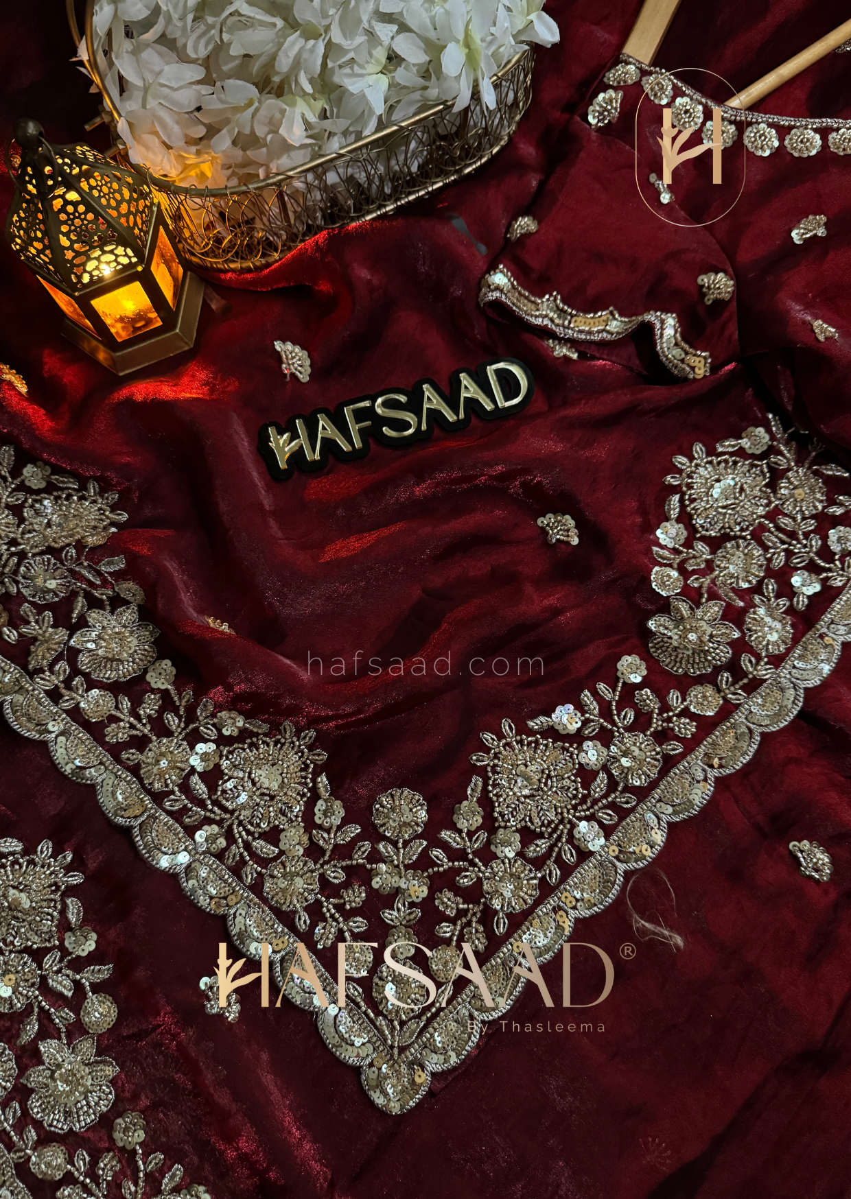 Zainab - Stardust satin saree (Maroon)