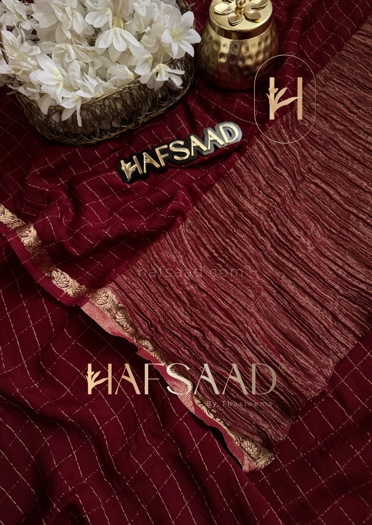 Madrasi handwork-Premium crushed chinnon saree