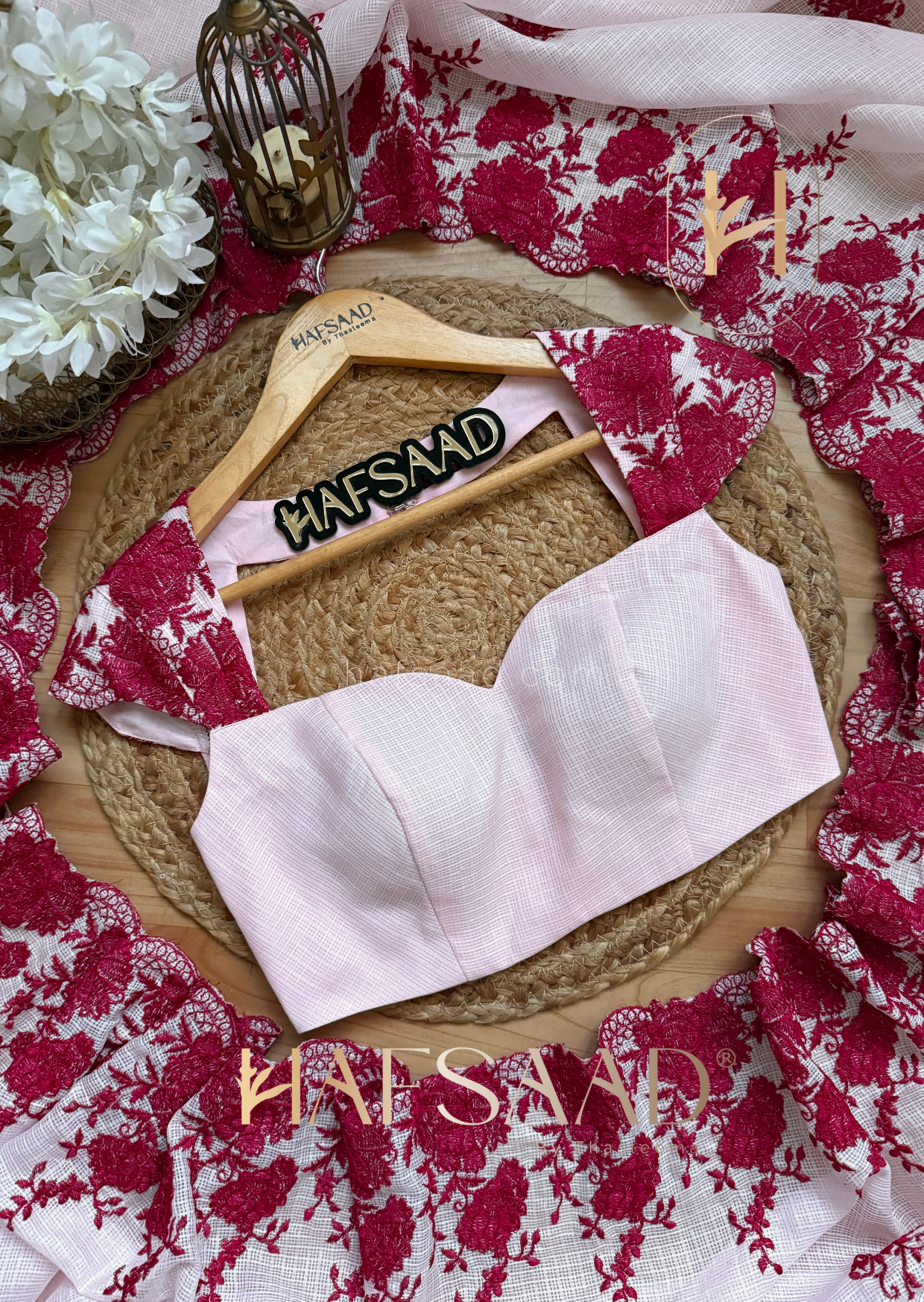 Celestia - Embroidered saree (Pink)