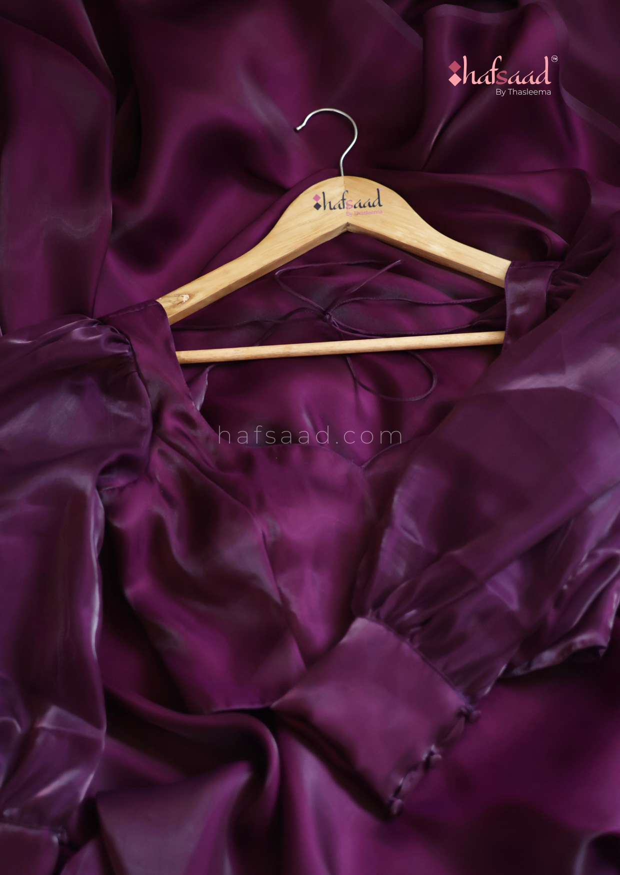 Georgia- Premium satin organza saree (Purple sangria)
