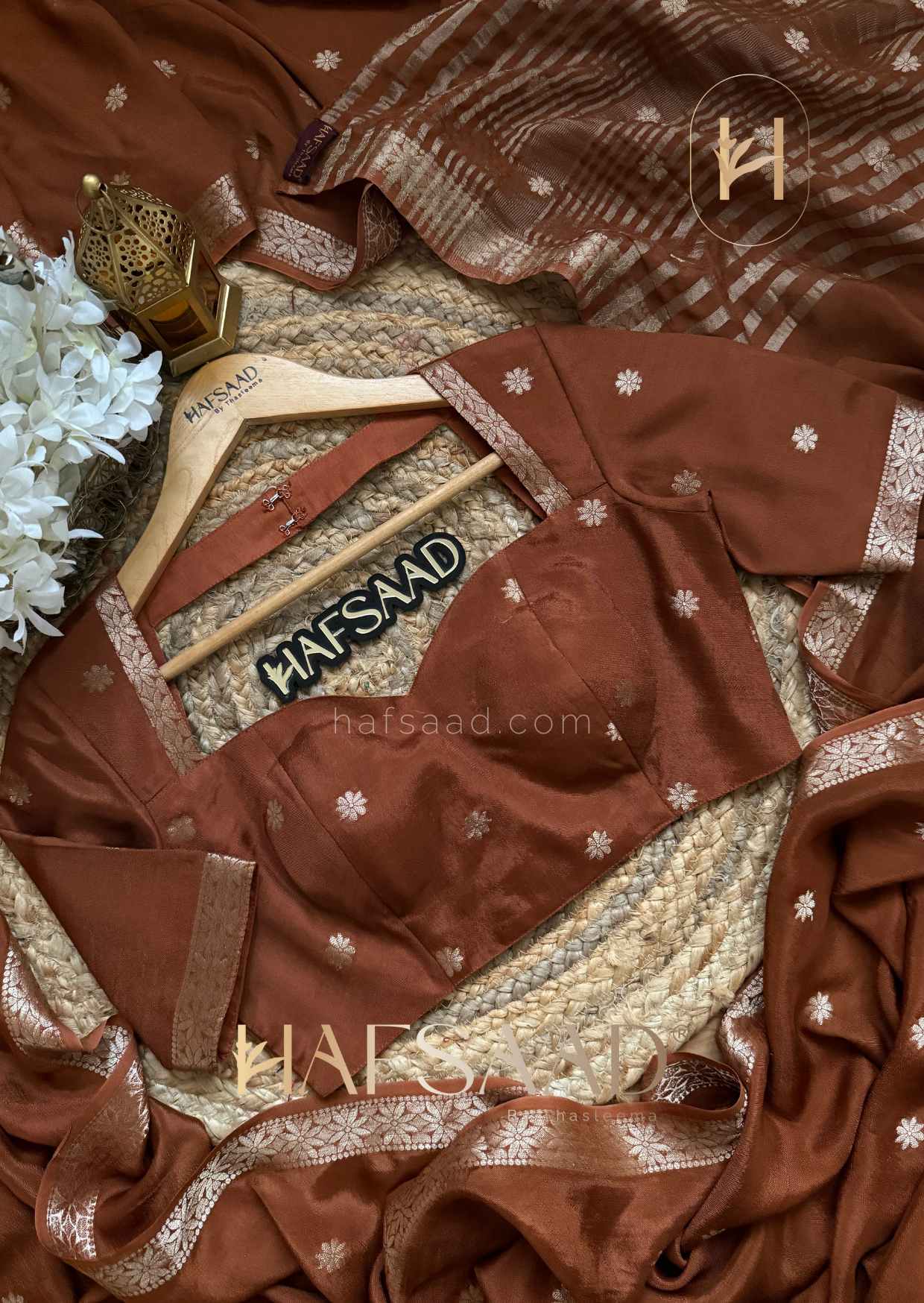 Ahalya - Pure chinnon saree (Brown)