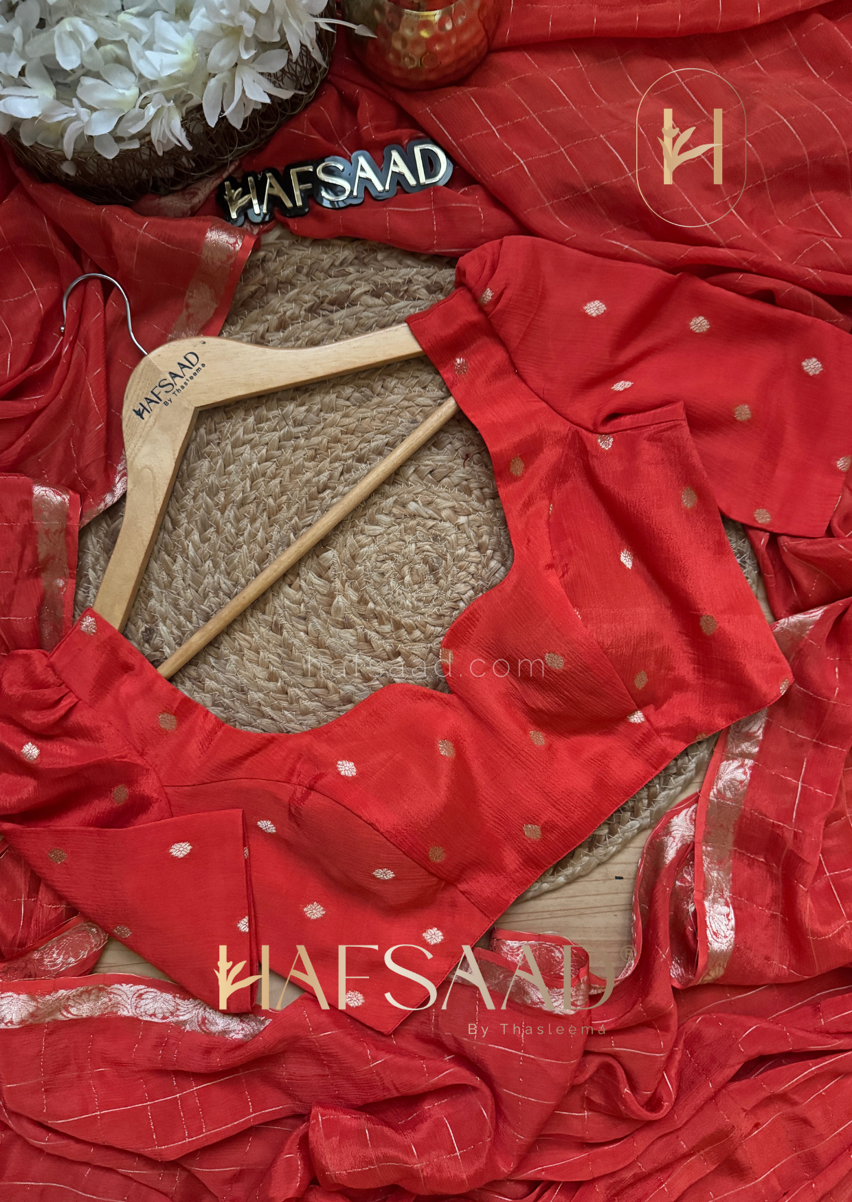 Madrasi - Premium crushed chinnon saree (Orange)