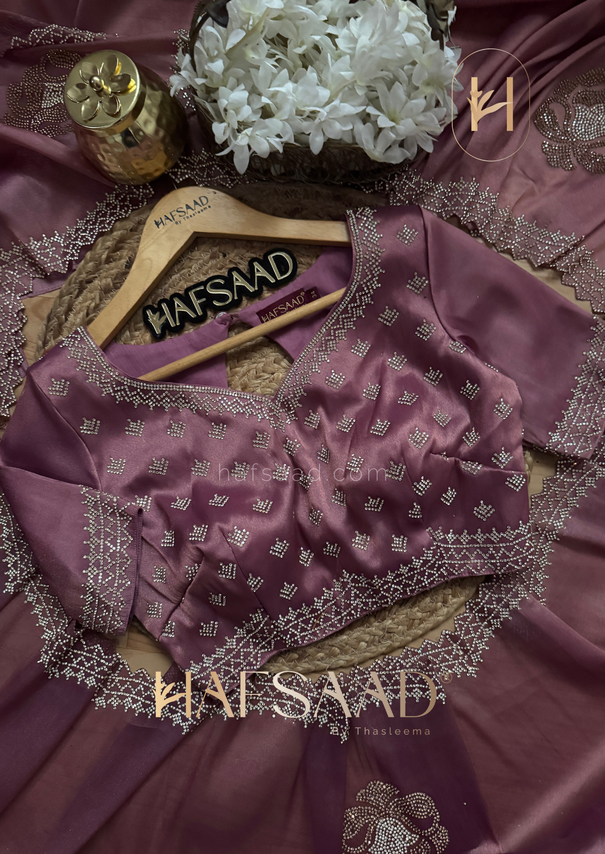 Amber - Premium tissue saree (Mauve)