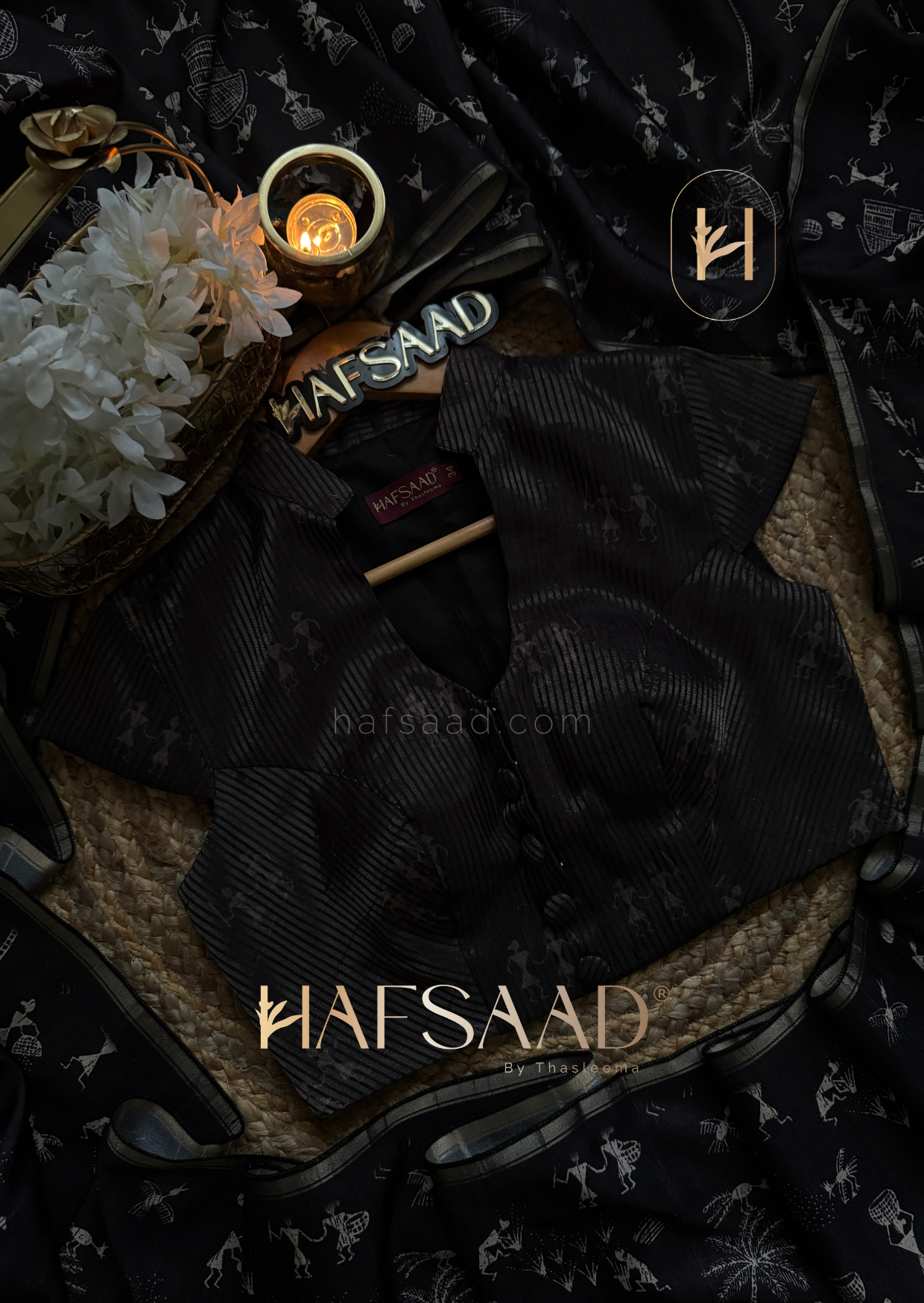 Mrunal - Premium soft tussar silk saree (Black)
