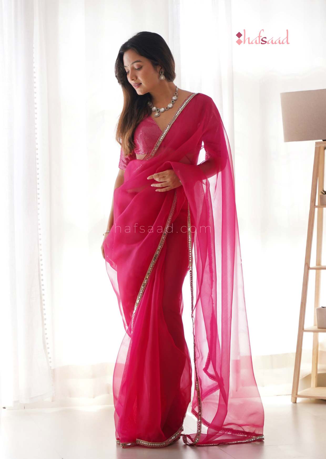 Haseen- Ready to wear saree(Hot pink)