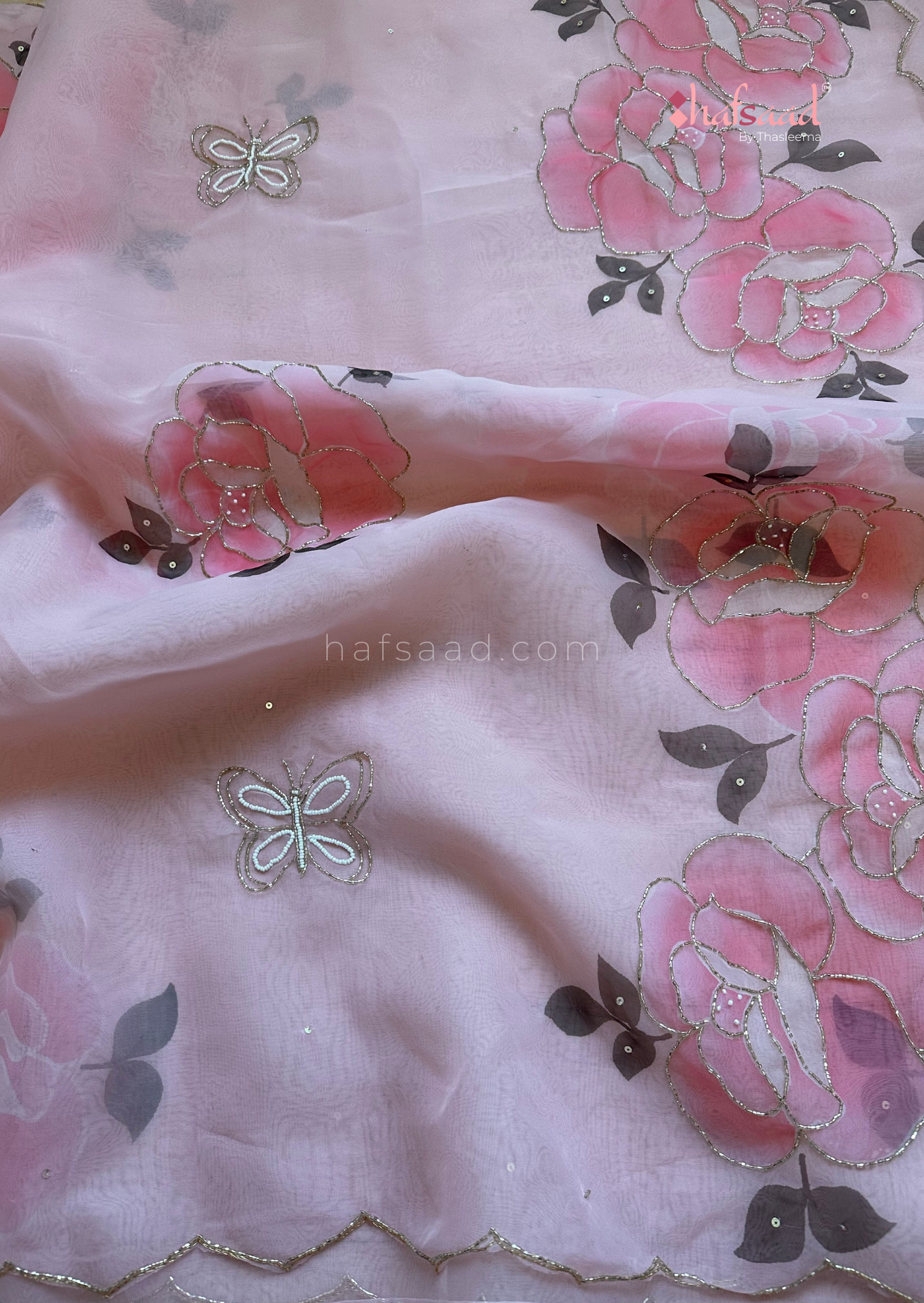 Dear Daisy- Handwork organza saree (Blushed)