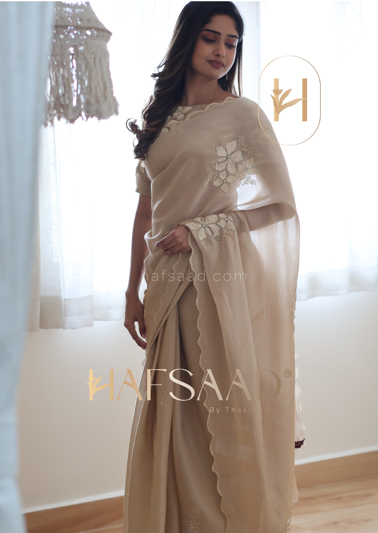 Nina- Handwork satin organza saree