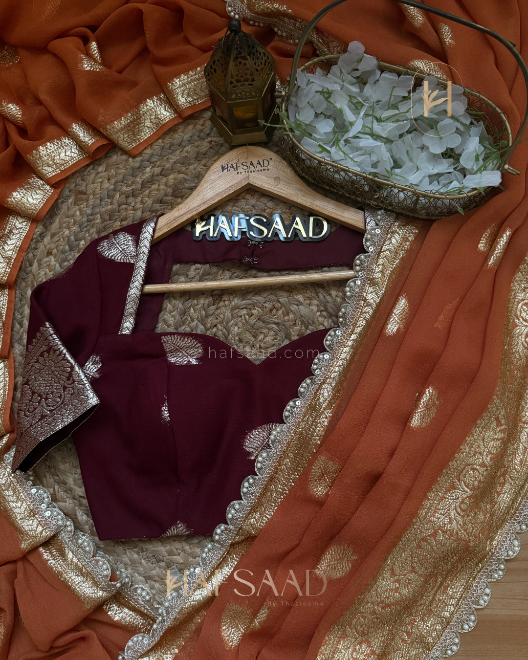 Nafeesa - Pure viscose saree (Orange)