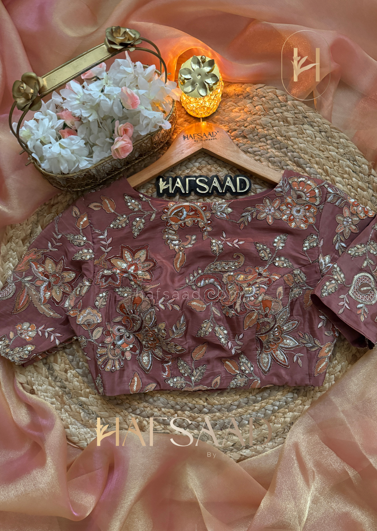 Anya - Soft tissue saree (Ice pink)