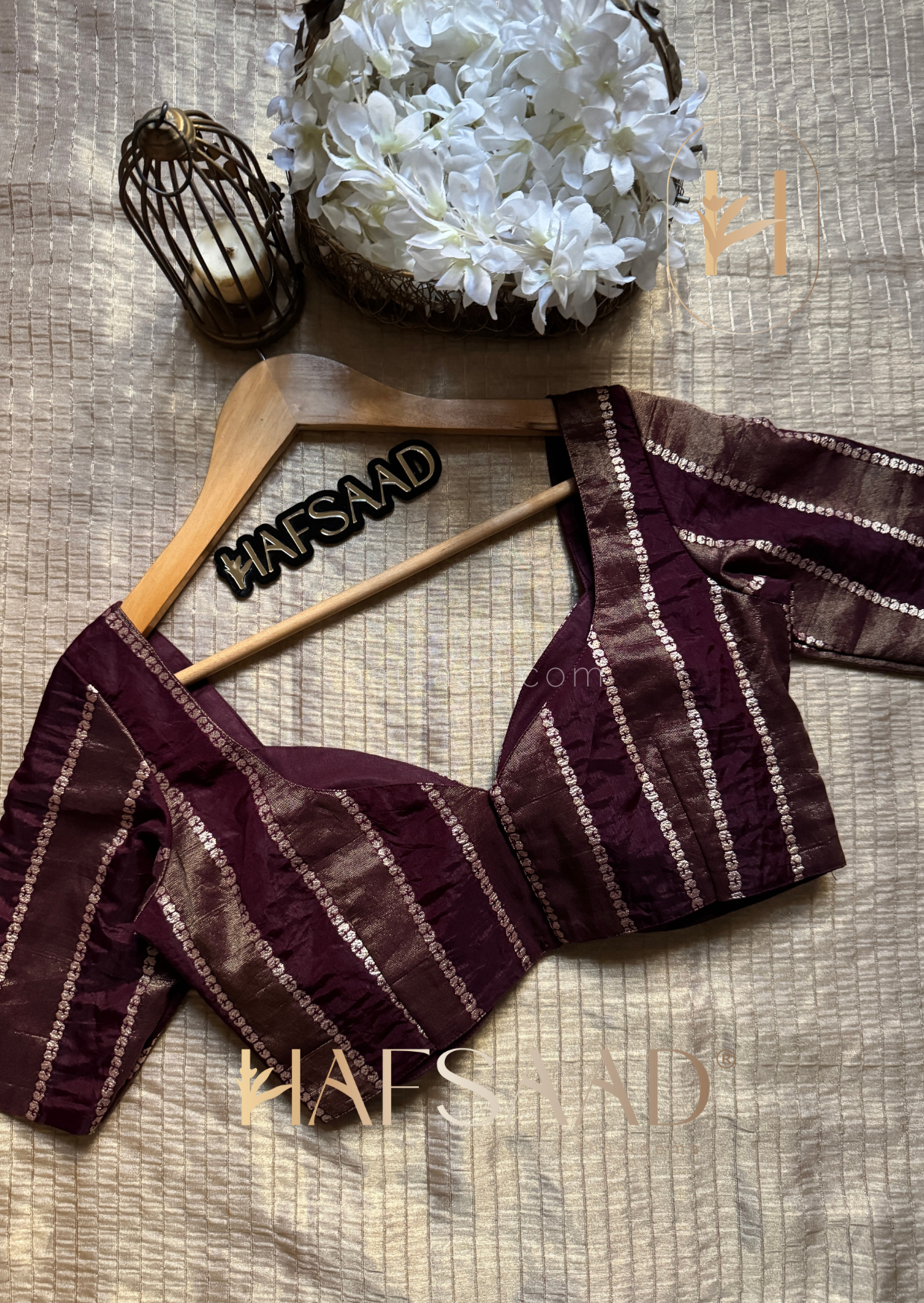 Anmol - Semi tissue silk saree (Plum)