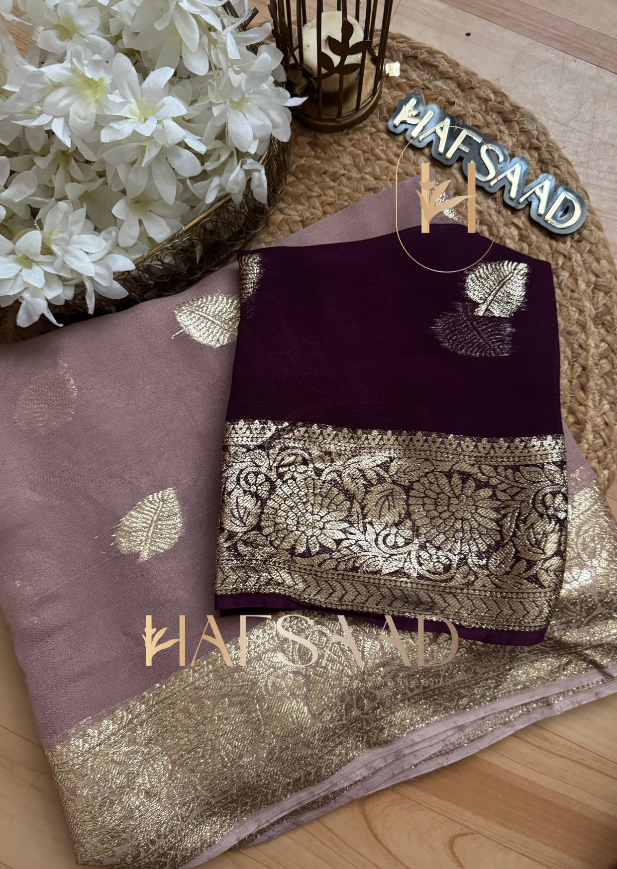 Geetu -Pure viscose saree (Dusty lavender)