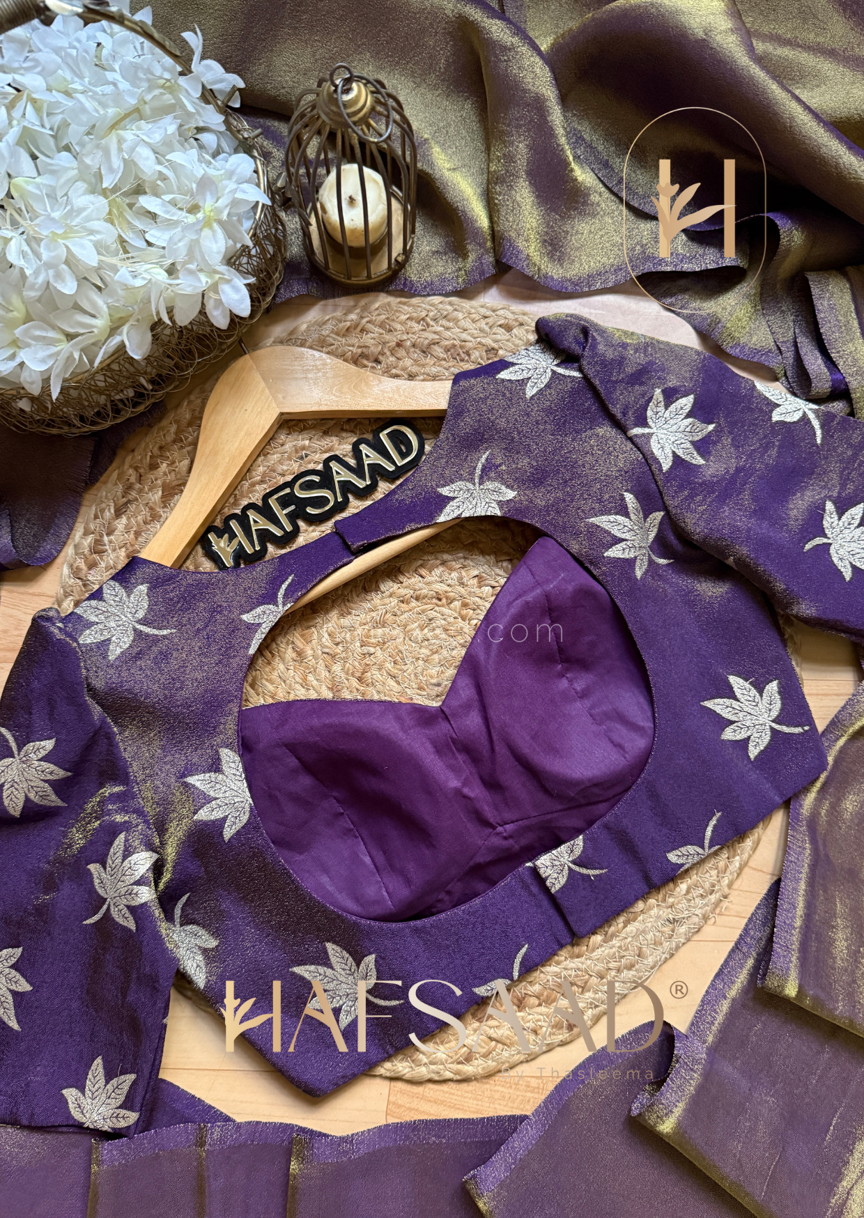 Mehnaz - Premium satin tissue saree (Purple)