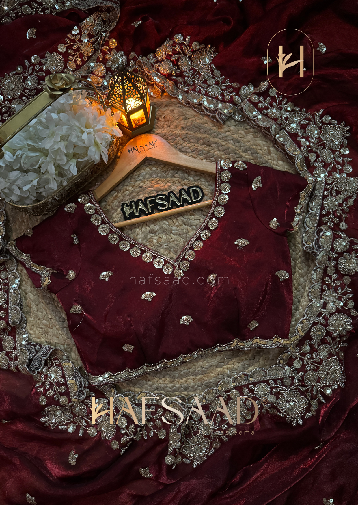 Zainab - Stardust satin saree (Maroon)