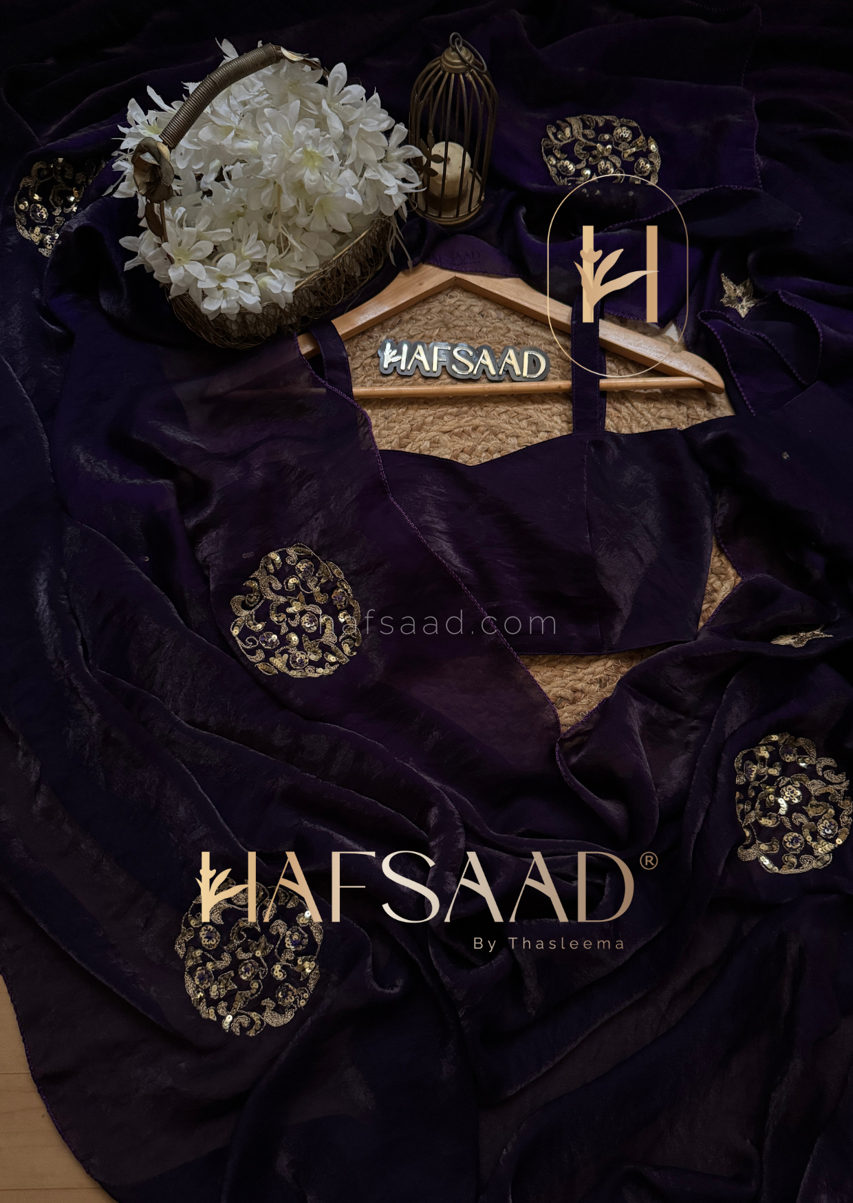 Scandalous- Stardust satin saree (Purple)