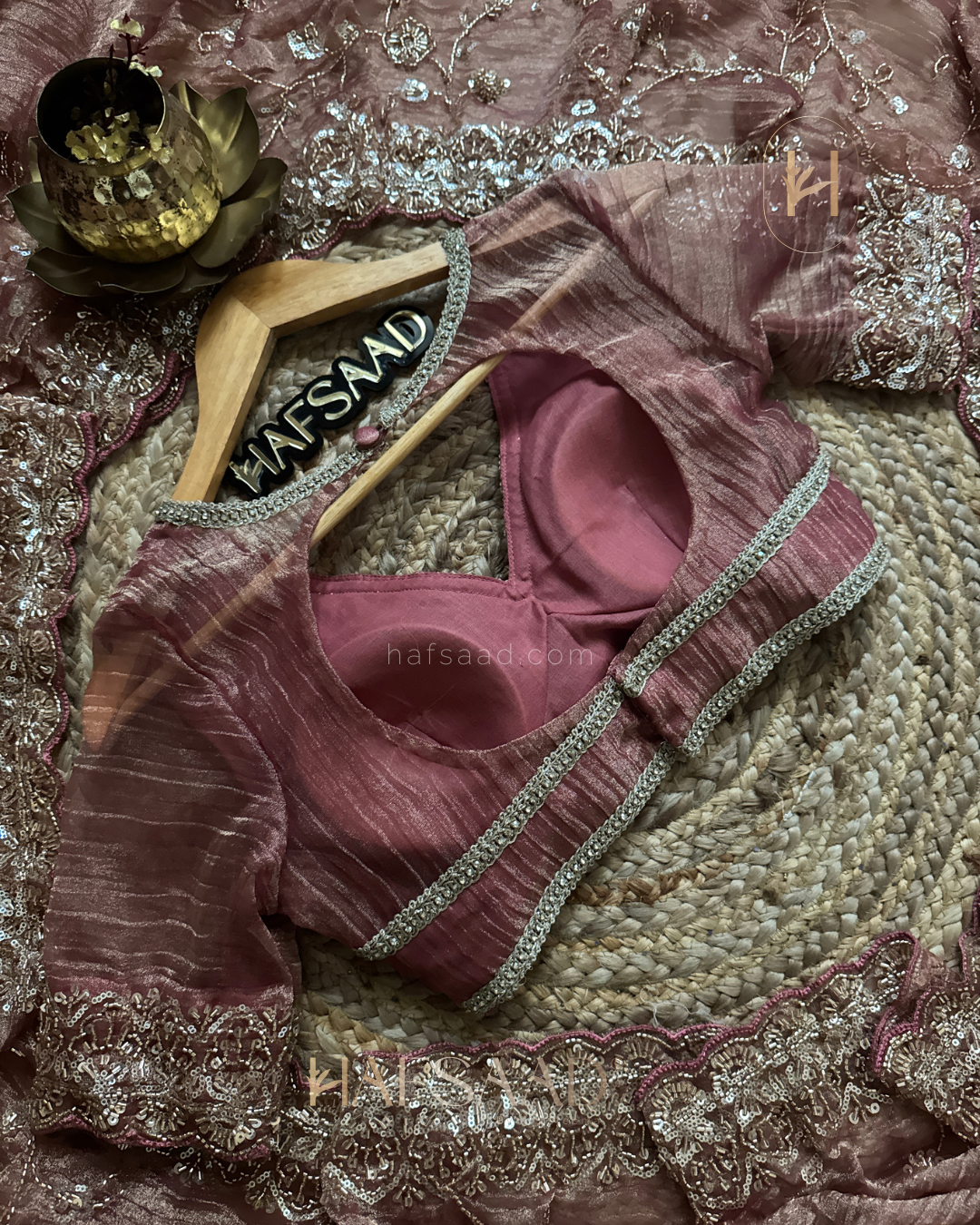 Nashita- Designer handwork saree(rosegold)